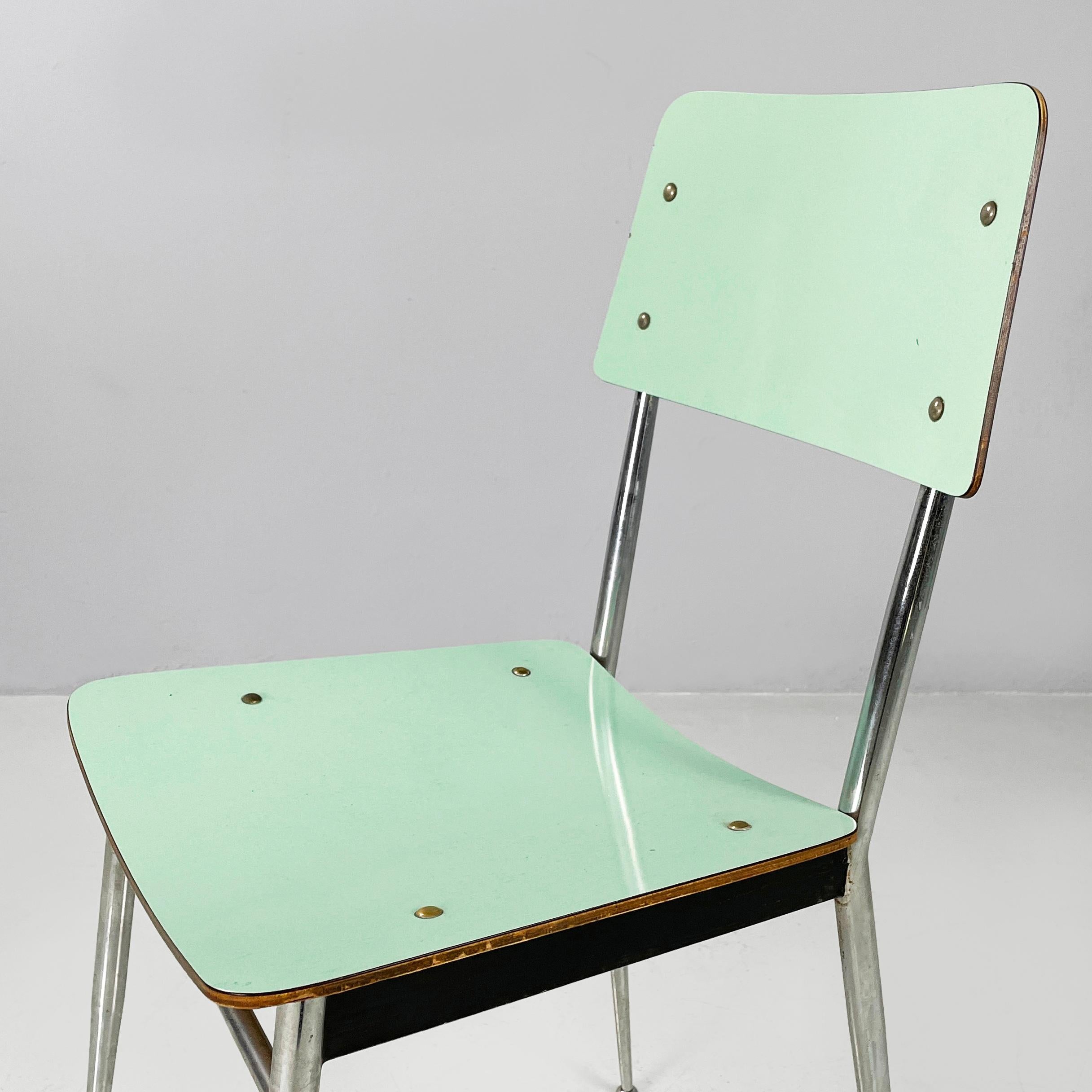 Mid-20th Century Italian mid-century modern Chairs in aqua green formica and metal, 1960s For Sale