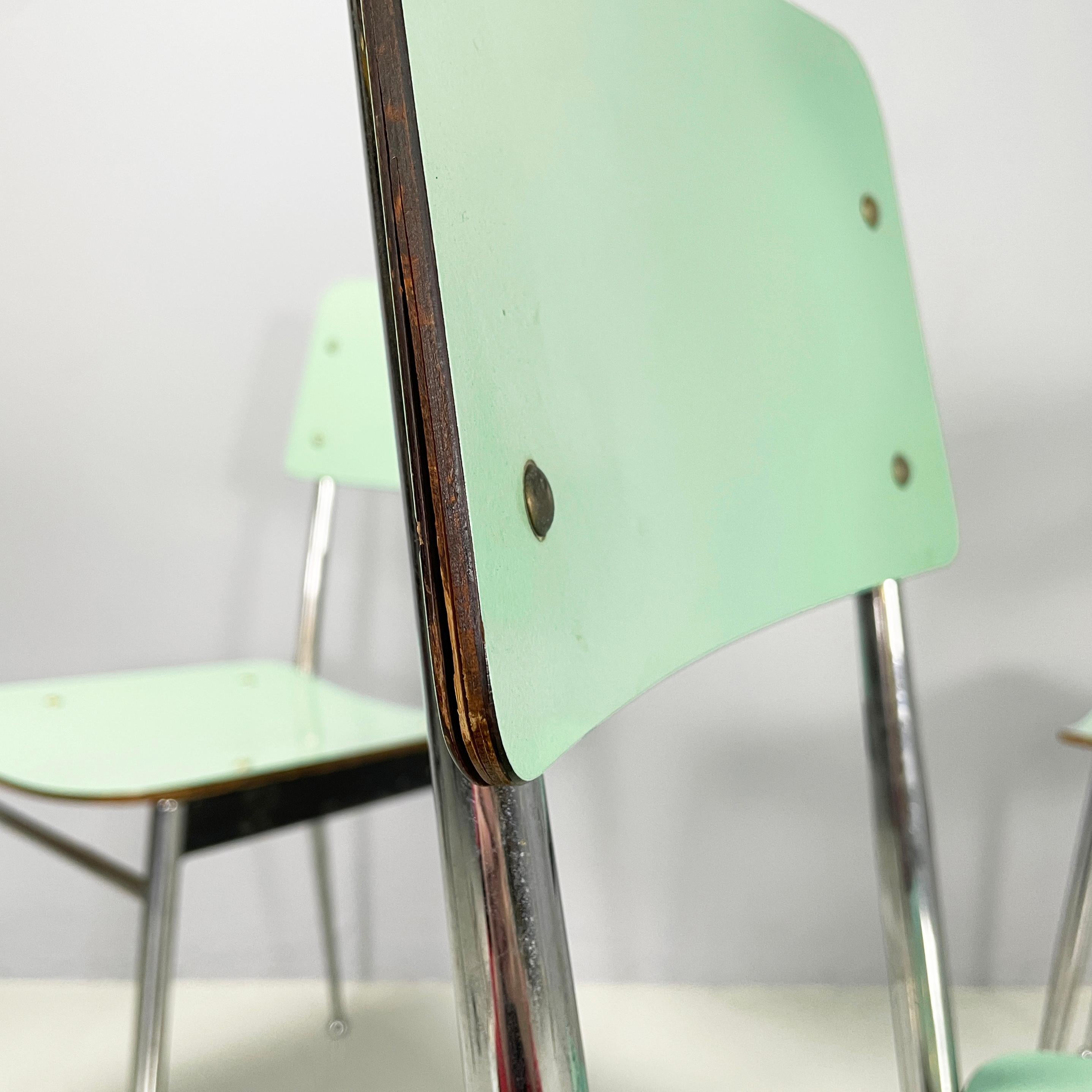 Italian mid-century modern Chairs in aqua green formica and metal, 1960s For Sale 2