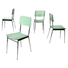 Italian mid-century modern Chairs in aqua green formica and metal, 1960s