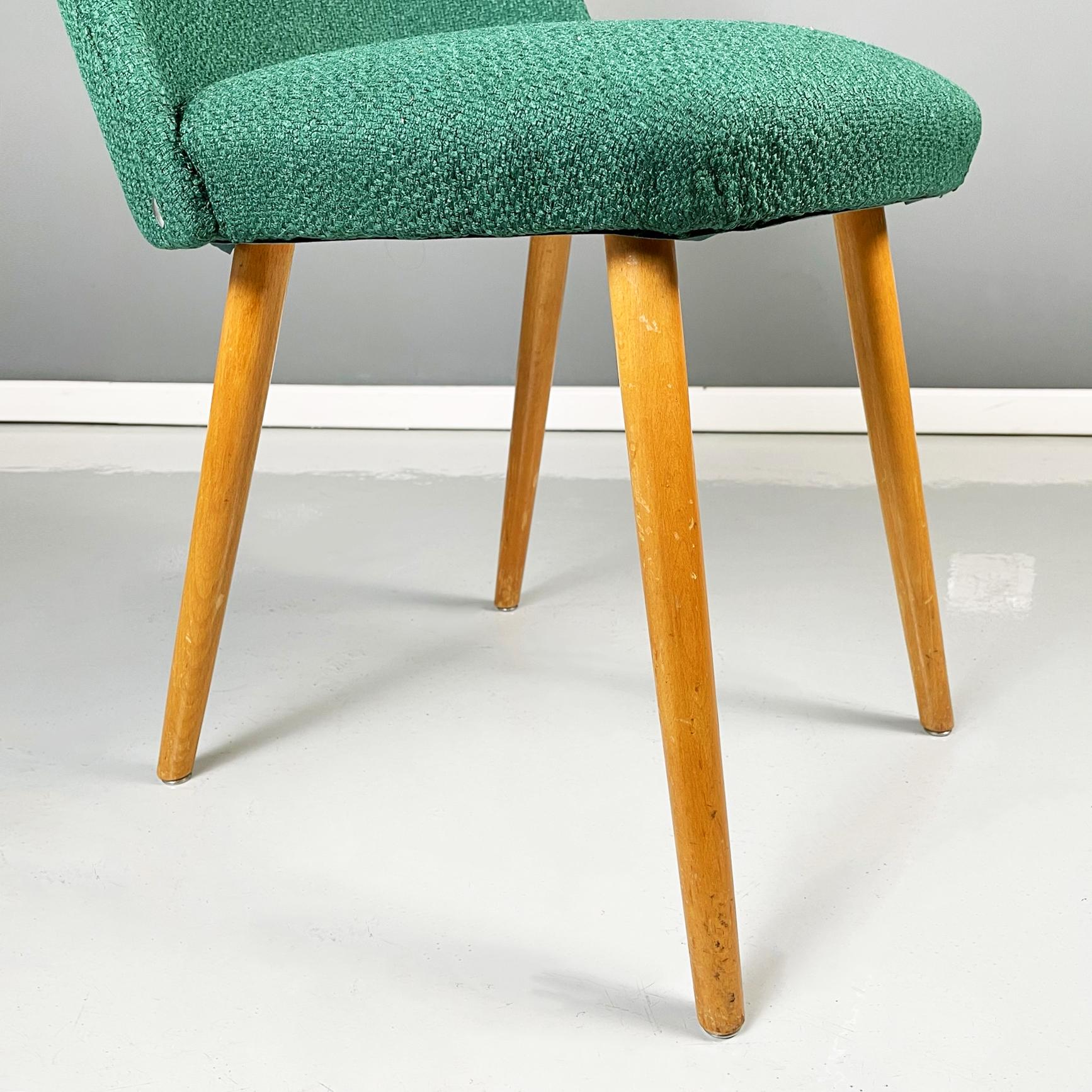 Italian Mid-Century Modern Chairs in Forest Green Fabric and Wood, 1960s For Sale 9