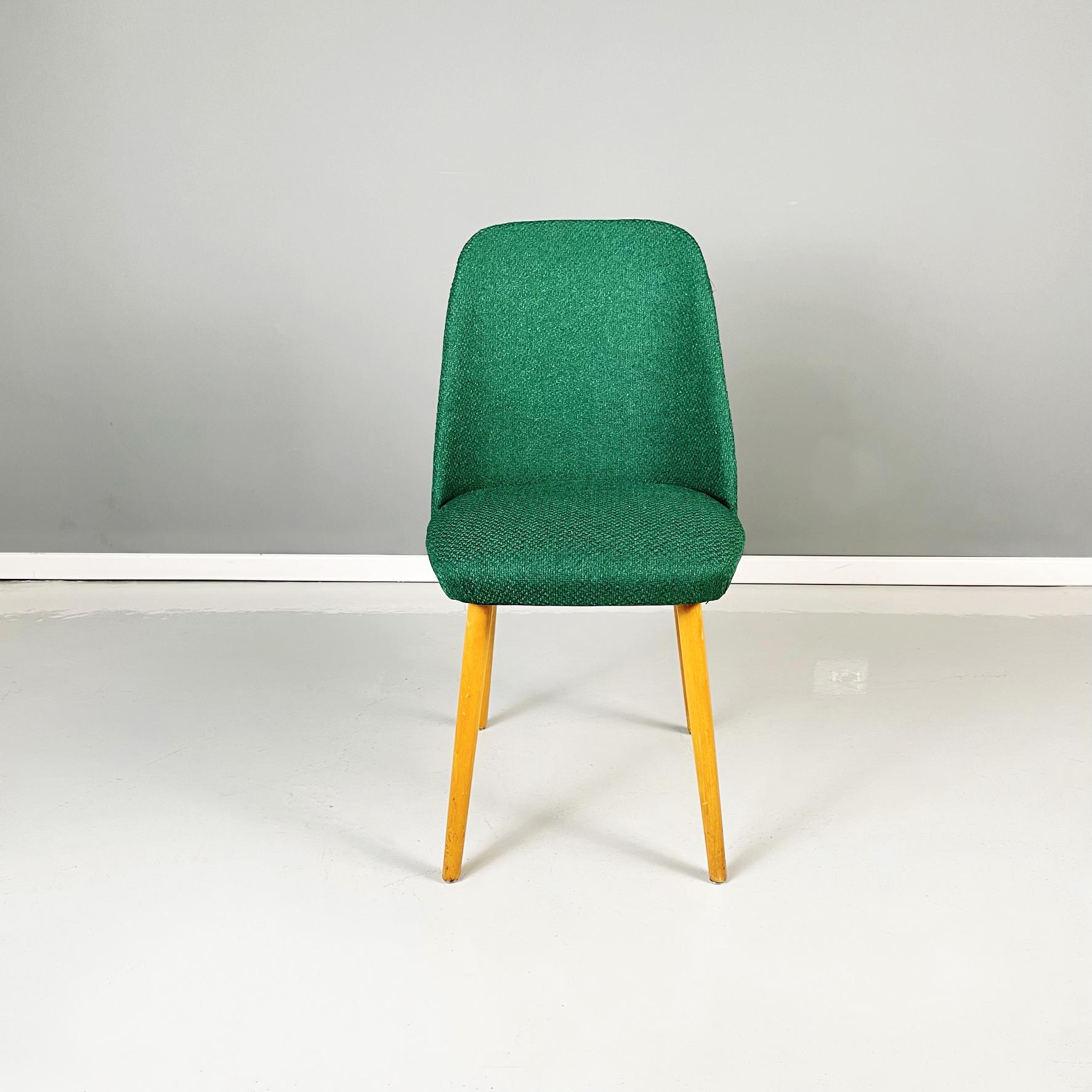 Italian Mid-Century Modern Chairs in Forest Green Fabric and Wood, 1960s In Good Condition For Sale In MIlano, IT