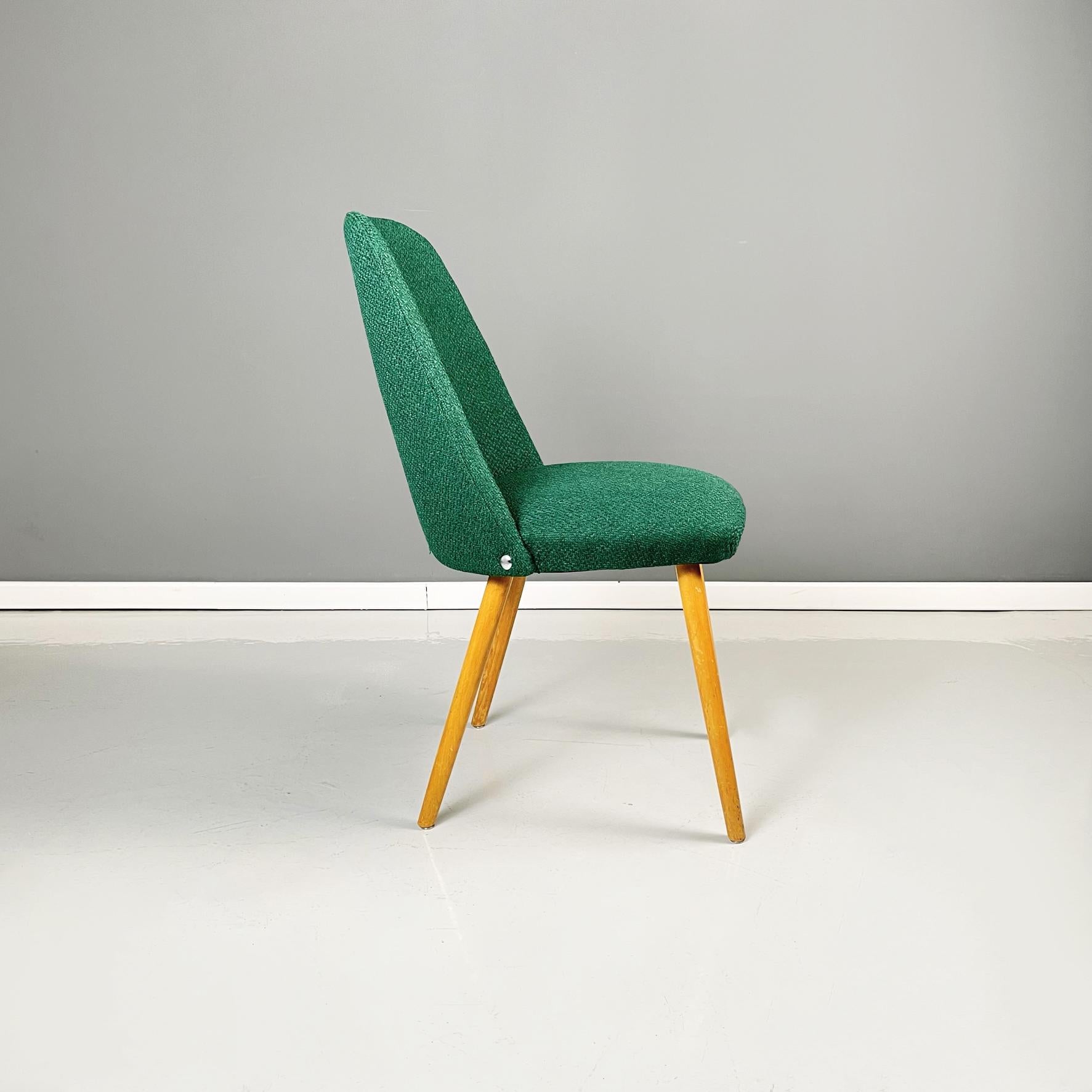 Mid-20th Century Italian Mid-Century Modern Chairs in Forest Green Fabric and Wood, 1960s For Sale