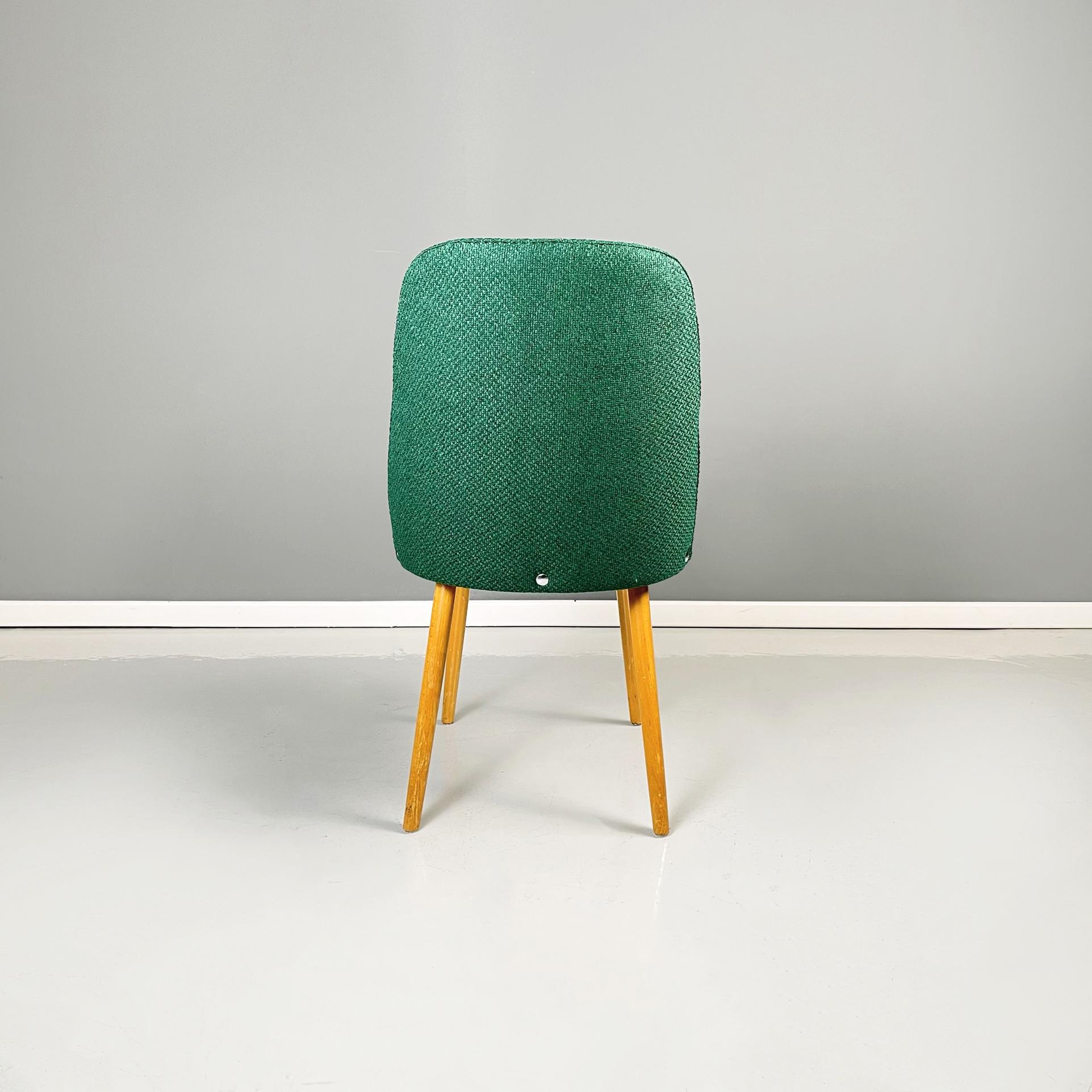 Italian Mid-Century Modern Chairs in Forest Green Fabric and Wood, 1960s For Sale 2