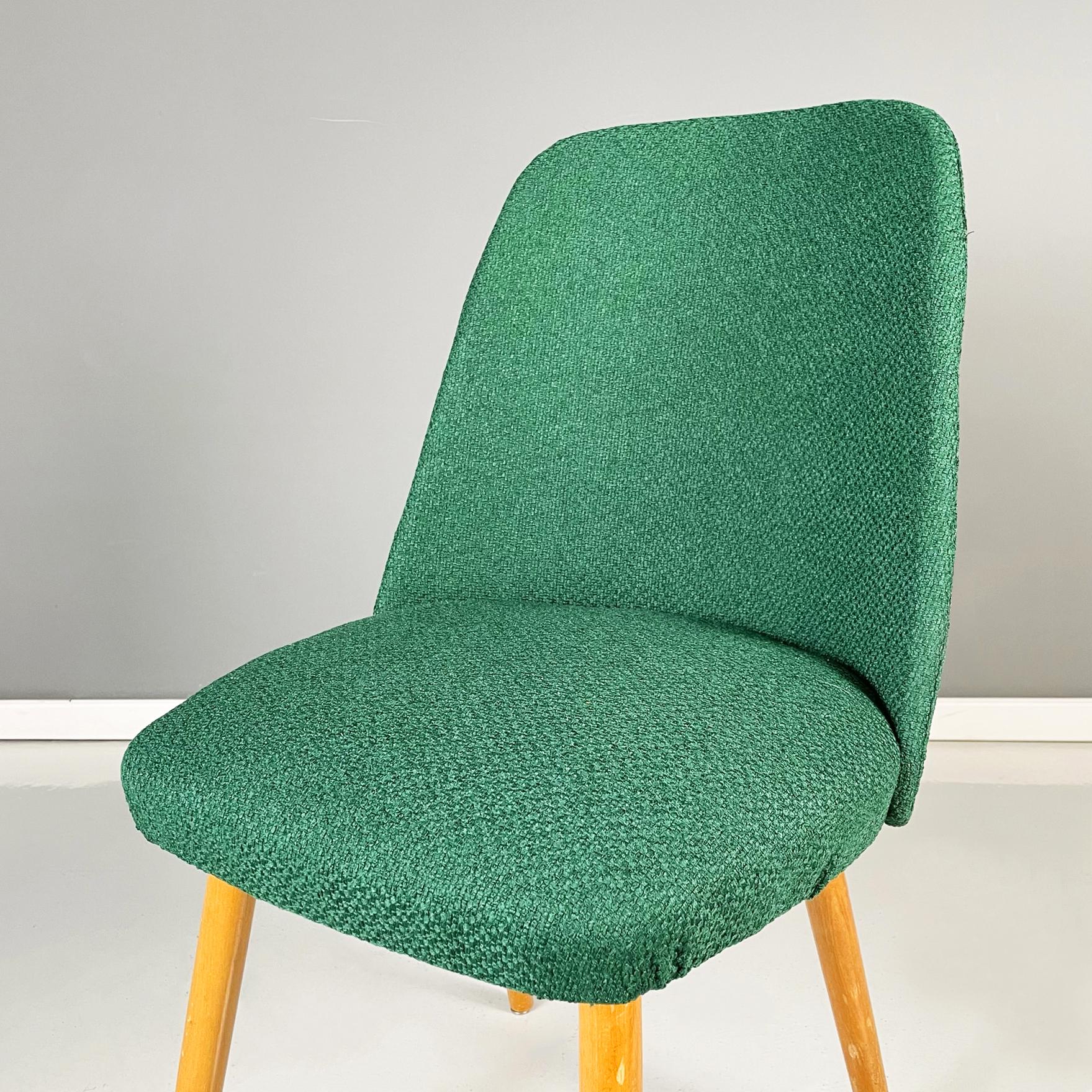 Italian Mid-Century Modern Chairs in Forest Green Fabric and Wood, 1960s For Sale 3