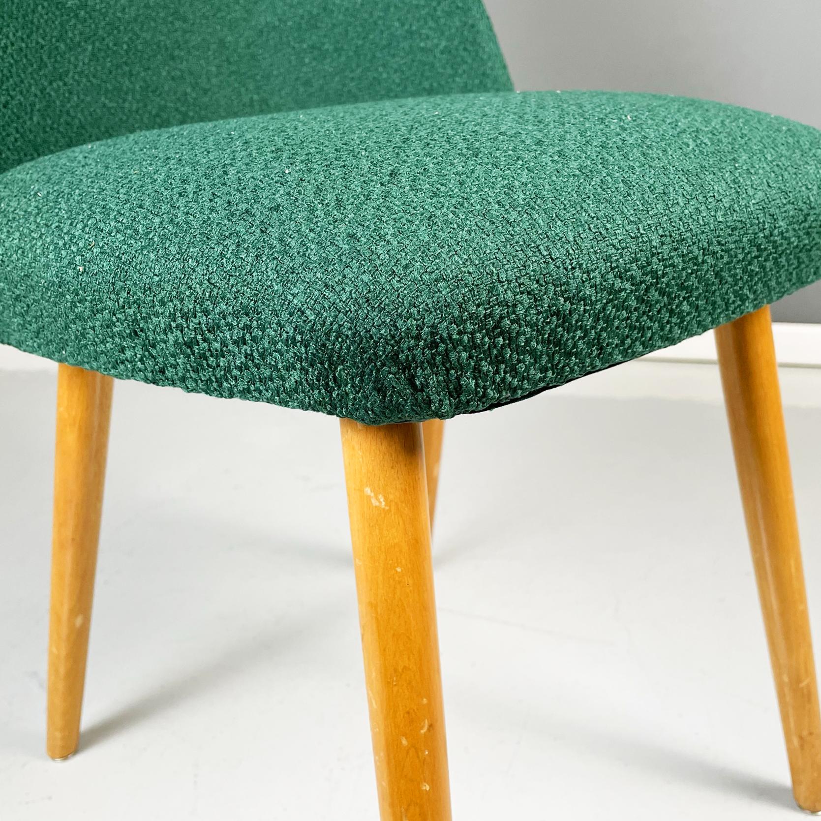 Italian Mid-Century Modern Chairs in Forest Green Fabric and Wood, 1960s For Sale 5
