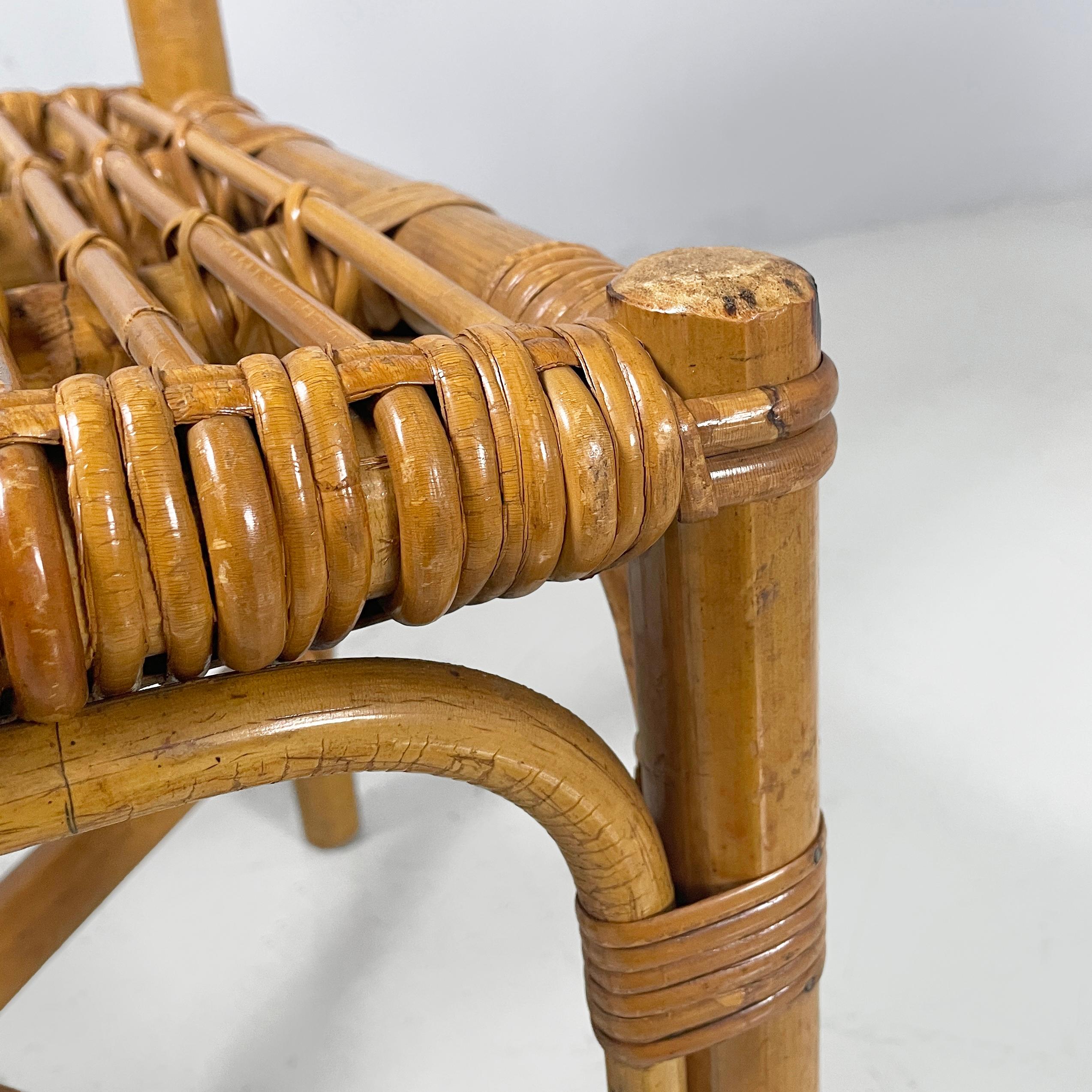 Sedie italiane di metà secolo in rattan, anni '60 in vendita 5
