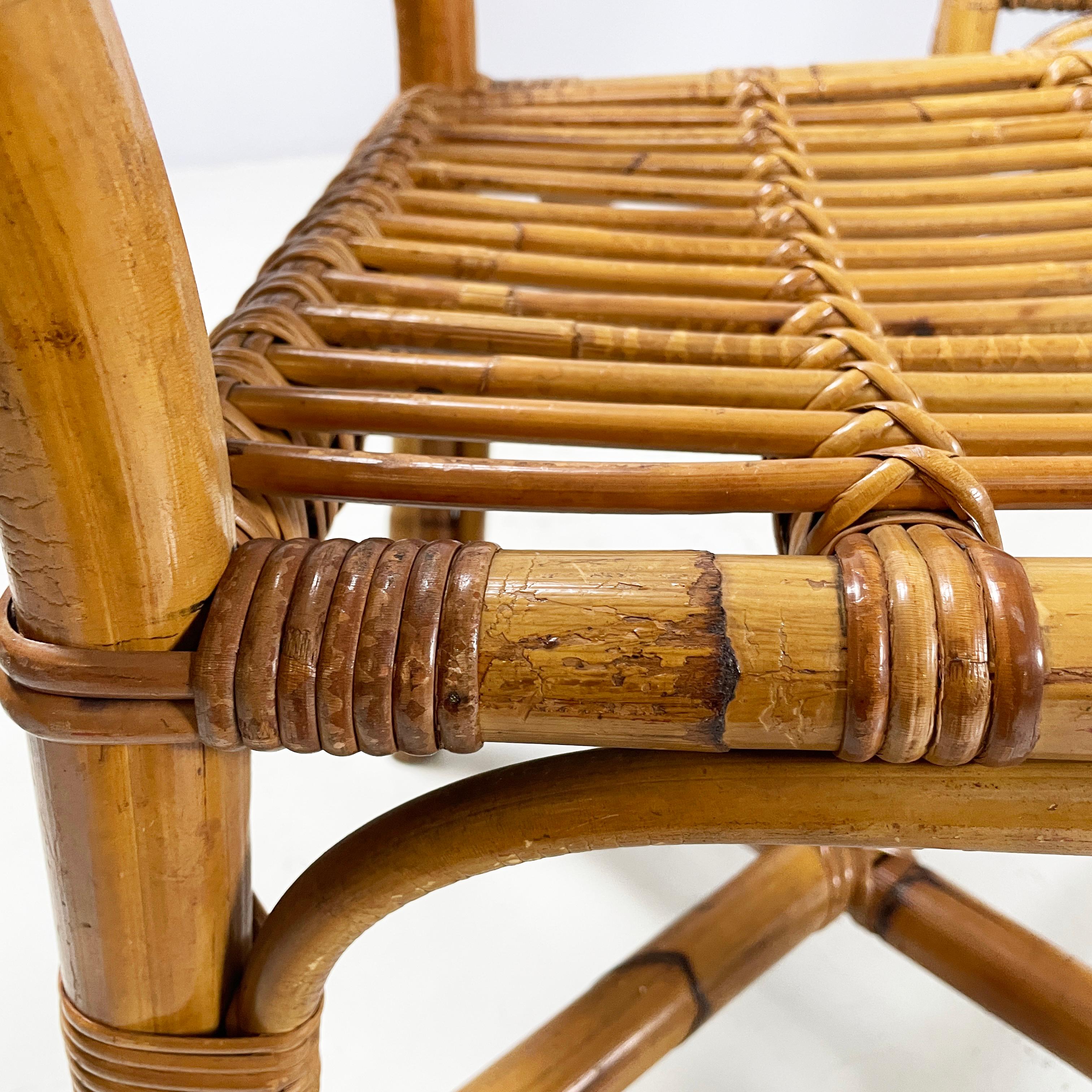 Sedie italiane di metà secolo in rattan, anni '60 in vendita 6