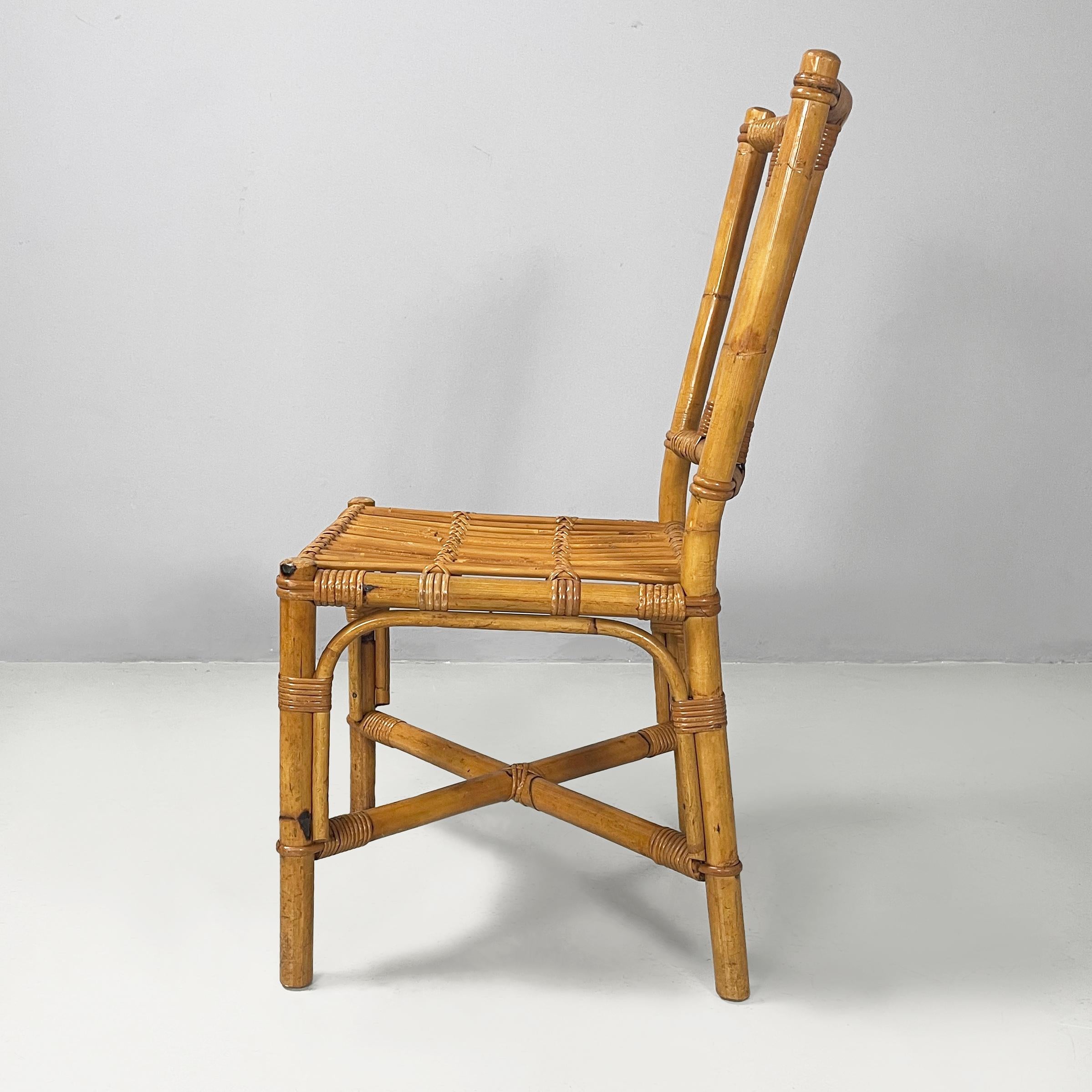 Mid-Century moderno Sedie italiane di metà secolo in rattan, anni '60 in vendita