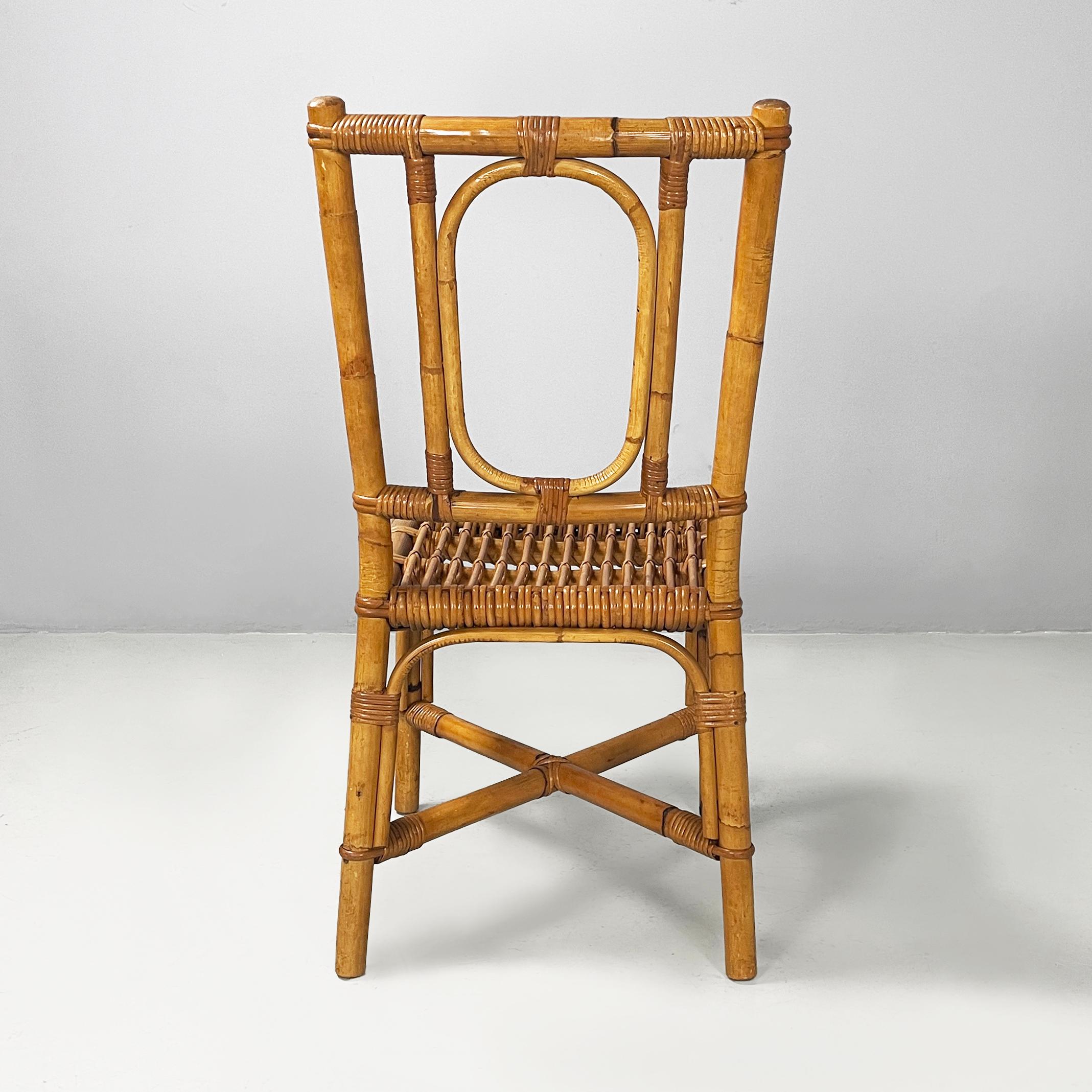 Italiano Sedie italiane di metà secolo in rattan, anni '60 in vendita