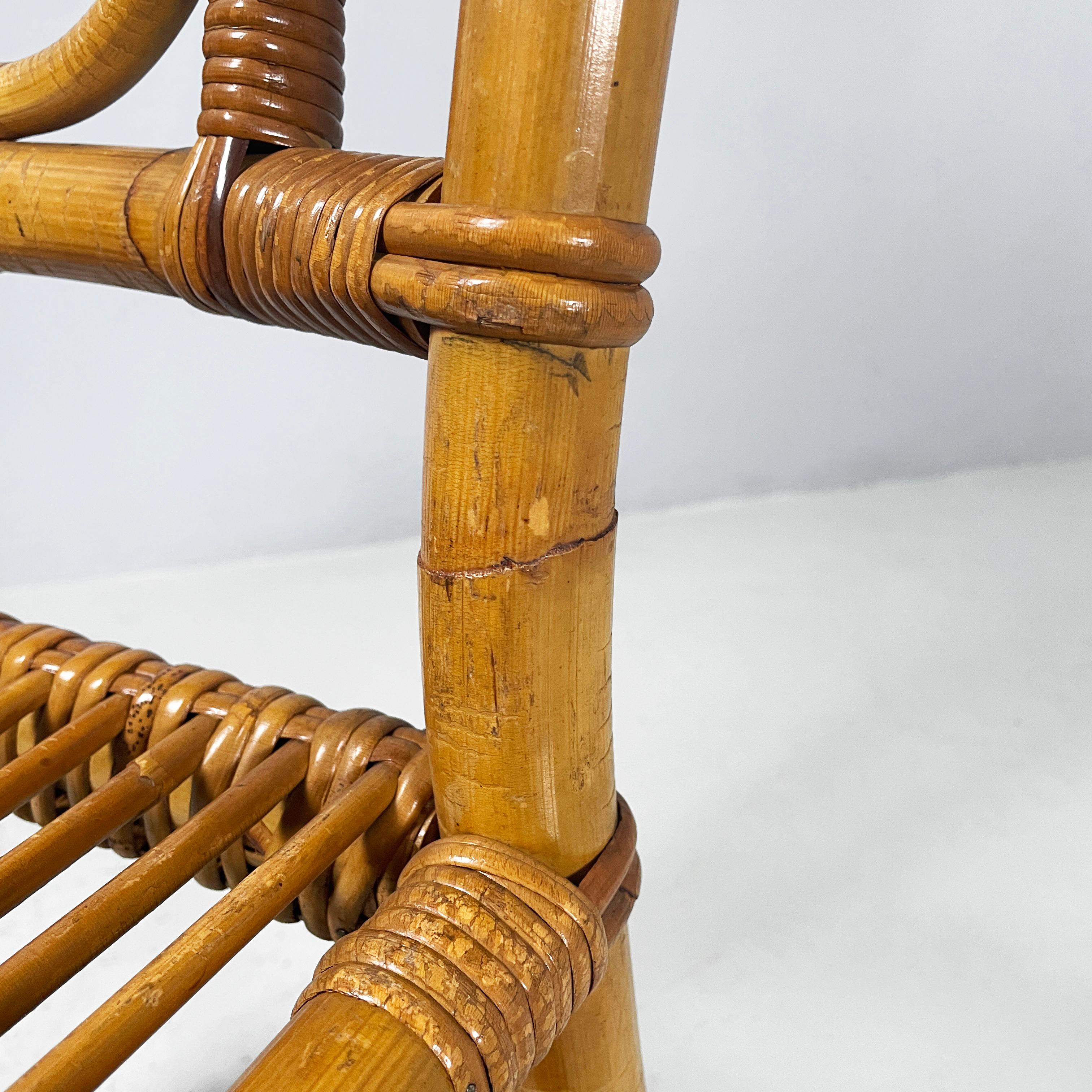 Sedie italiane di metà secolo in rattan, anni '60 in vendita 2