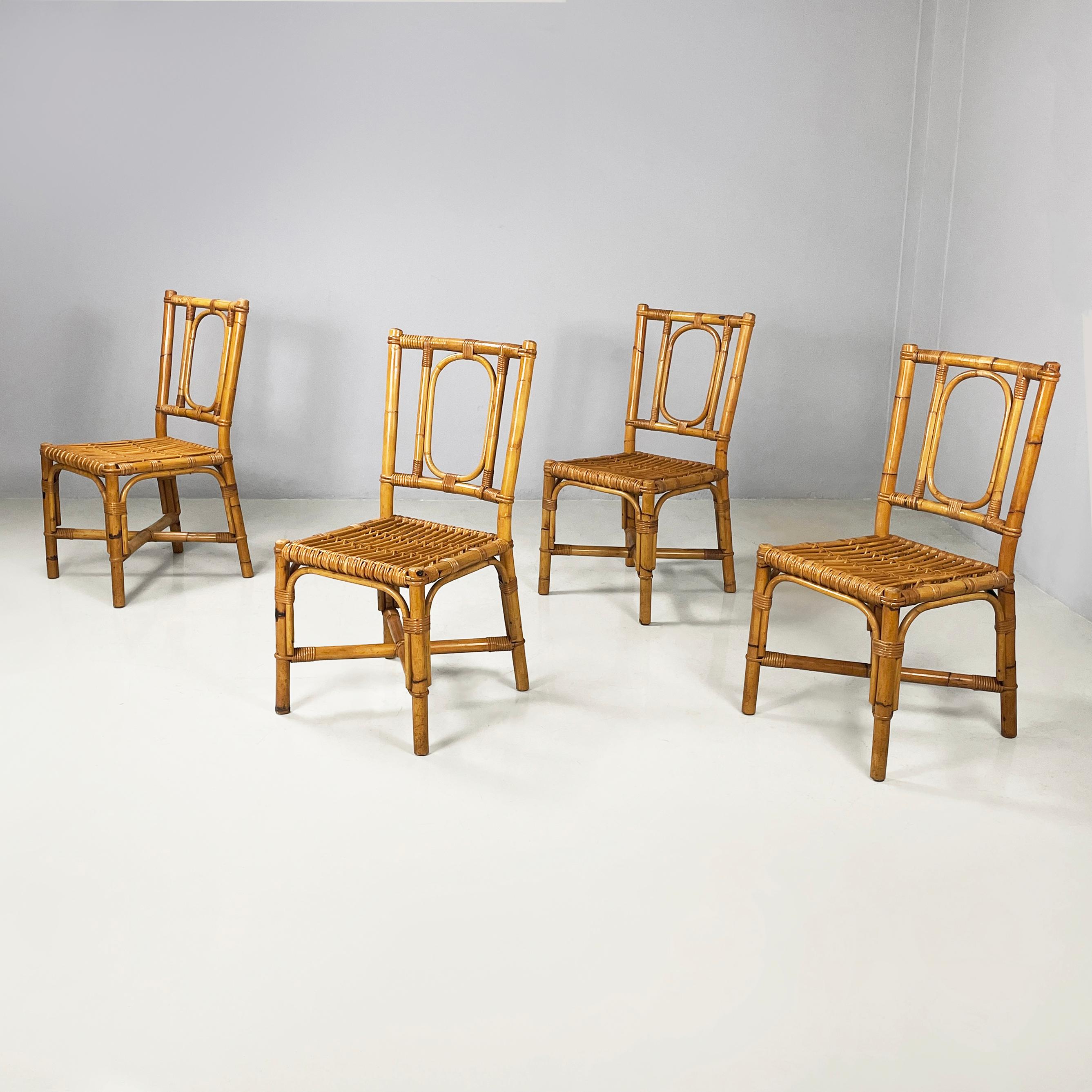 Italian mid-century modern chairs in rattan, 1960s