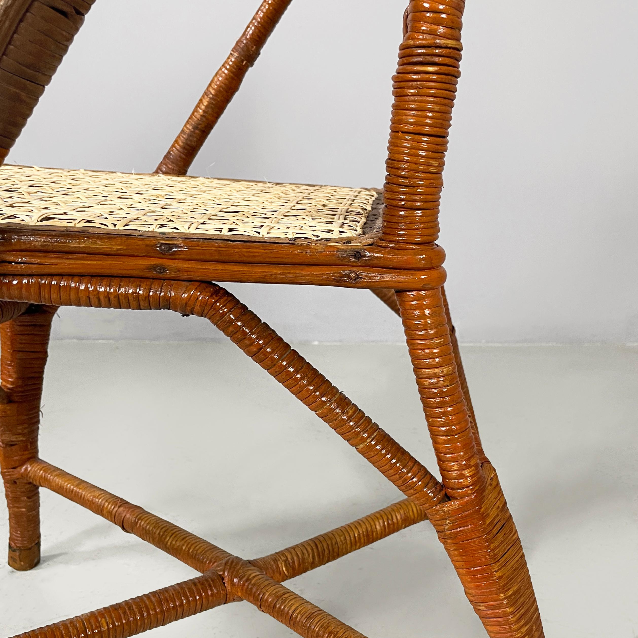 Sedie italiane di metà secolo in rattan e paglia, anni '60 in vendita 5