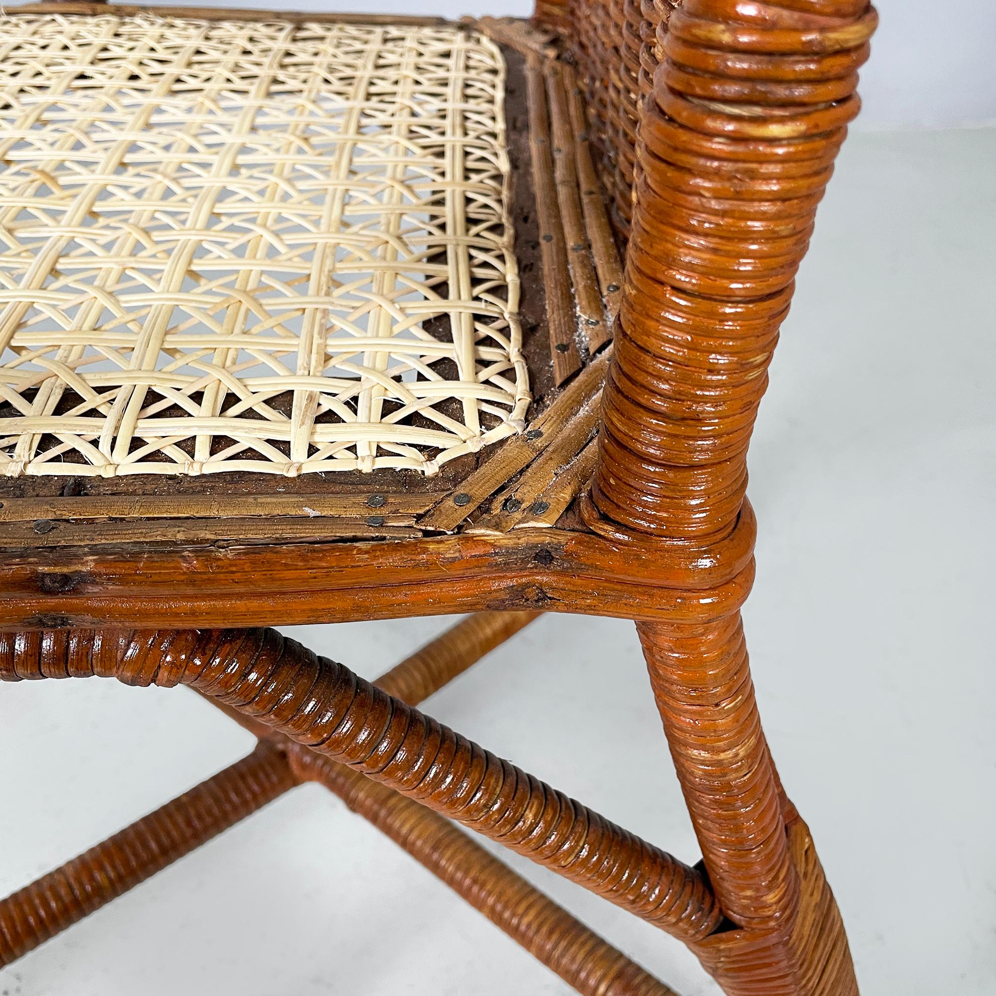 Sedie italiane di metà secolo in rattan e paglia, anni '60 in vendita 6