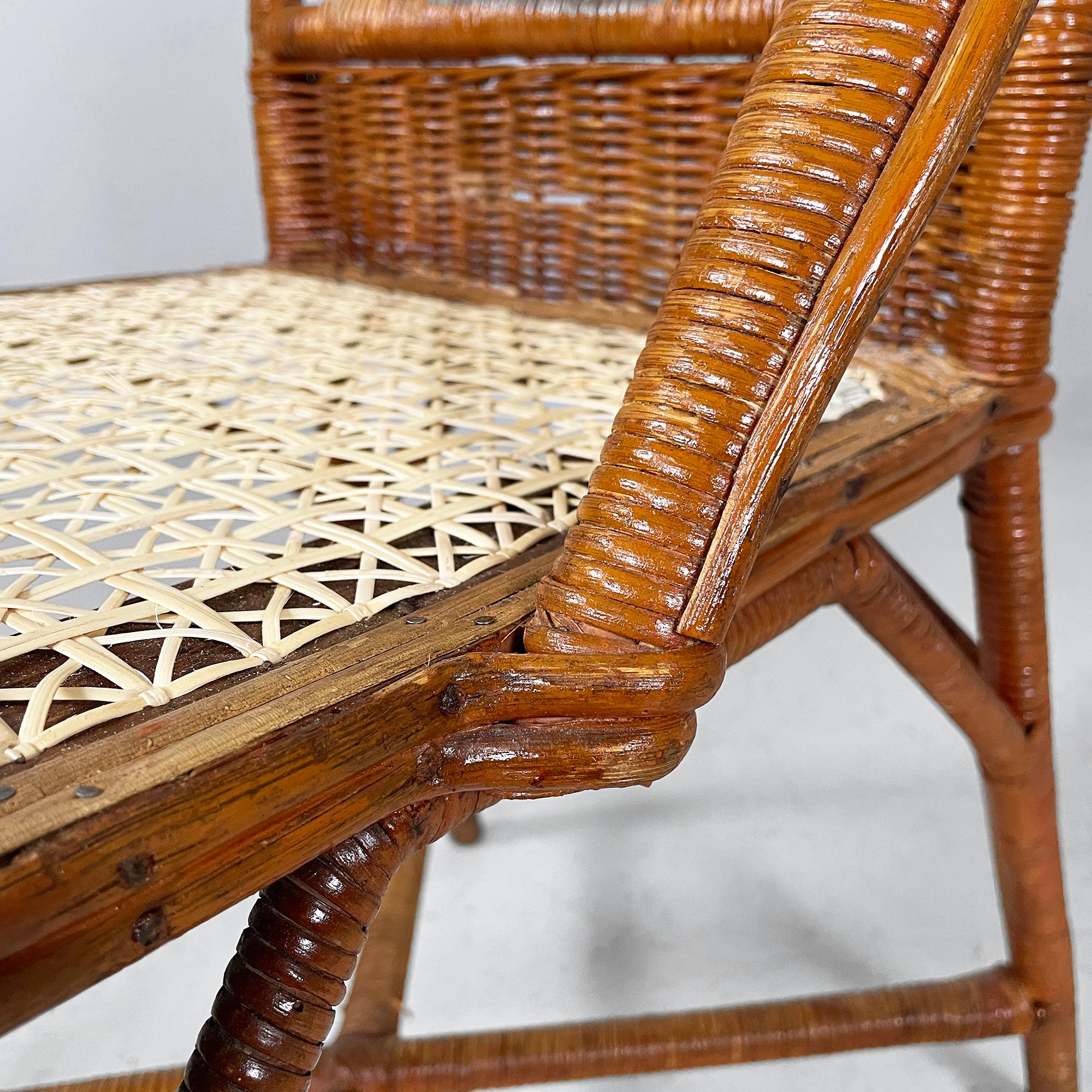 Sedie italiane di metà secolo in rattan e paglia, anni '60 in vendita 7