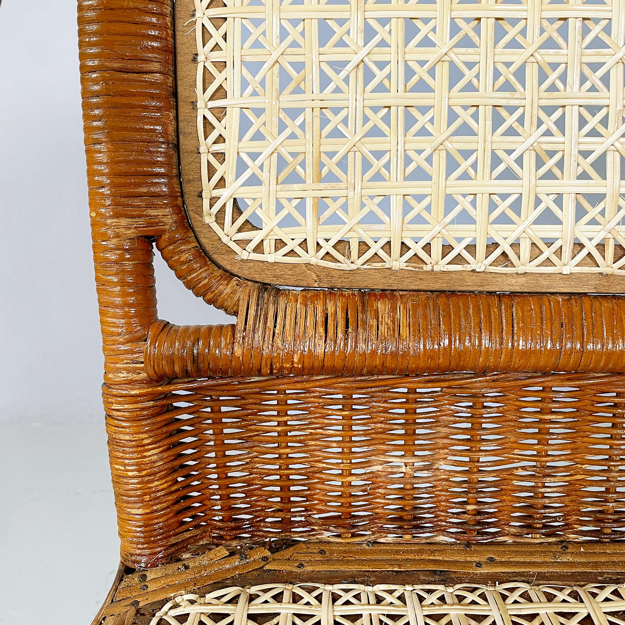 Sedie italiane di metà secolo in rattan e paglia, anni '60 in vendita 8