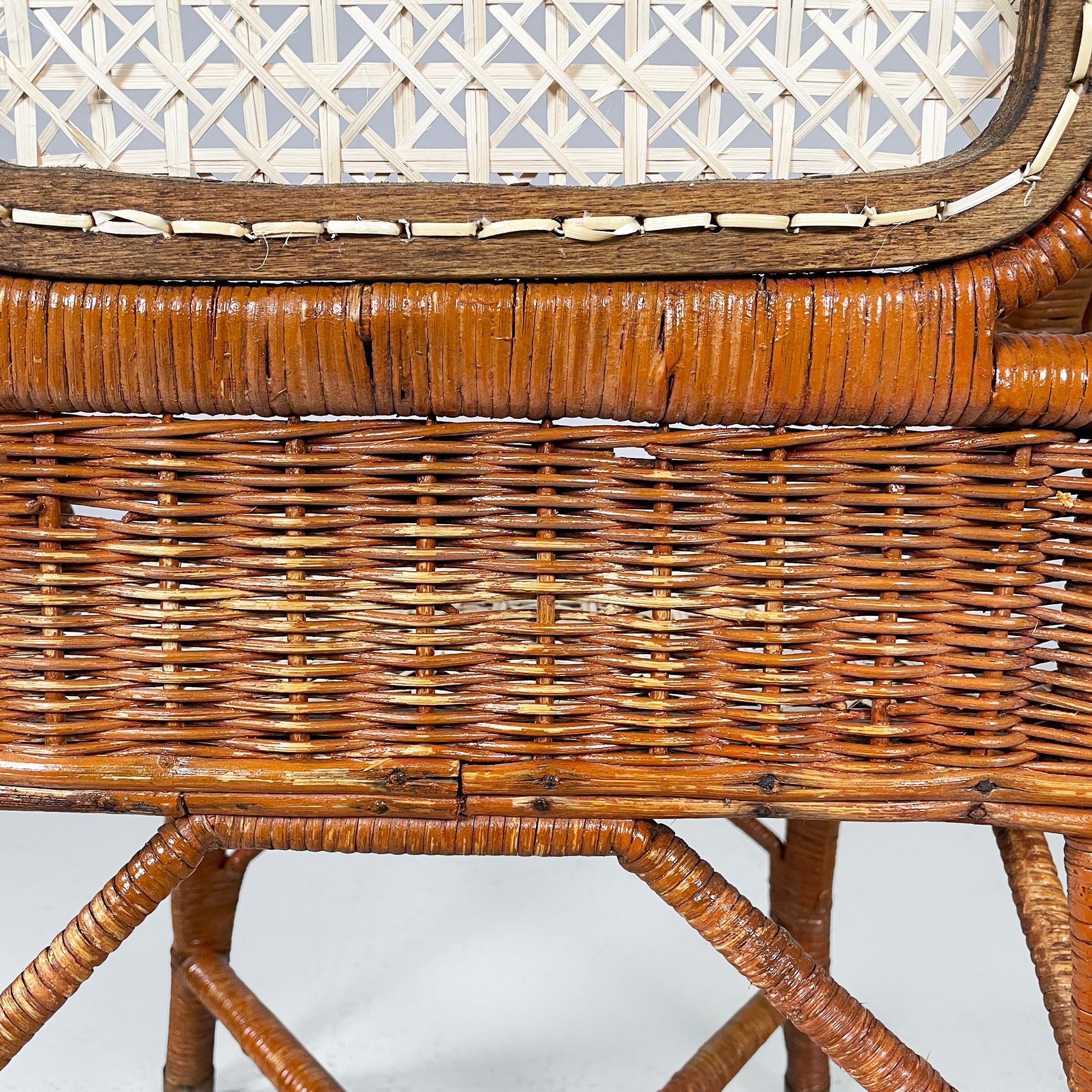 Sedie italiane di metà secolo in rattan e paglia, anni '60 in vendita 9