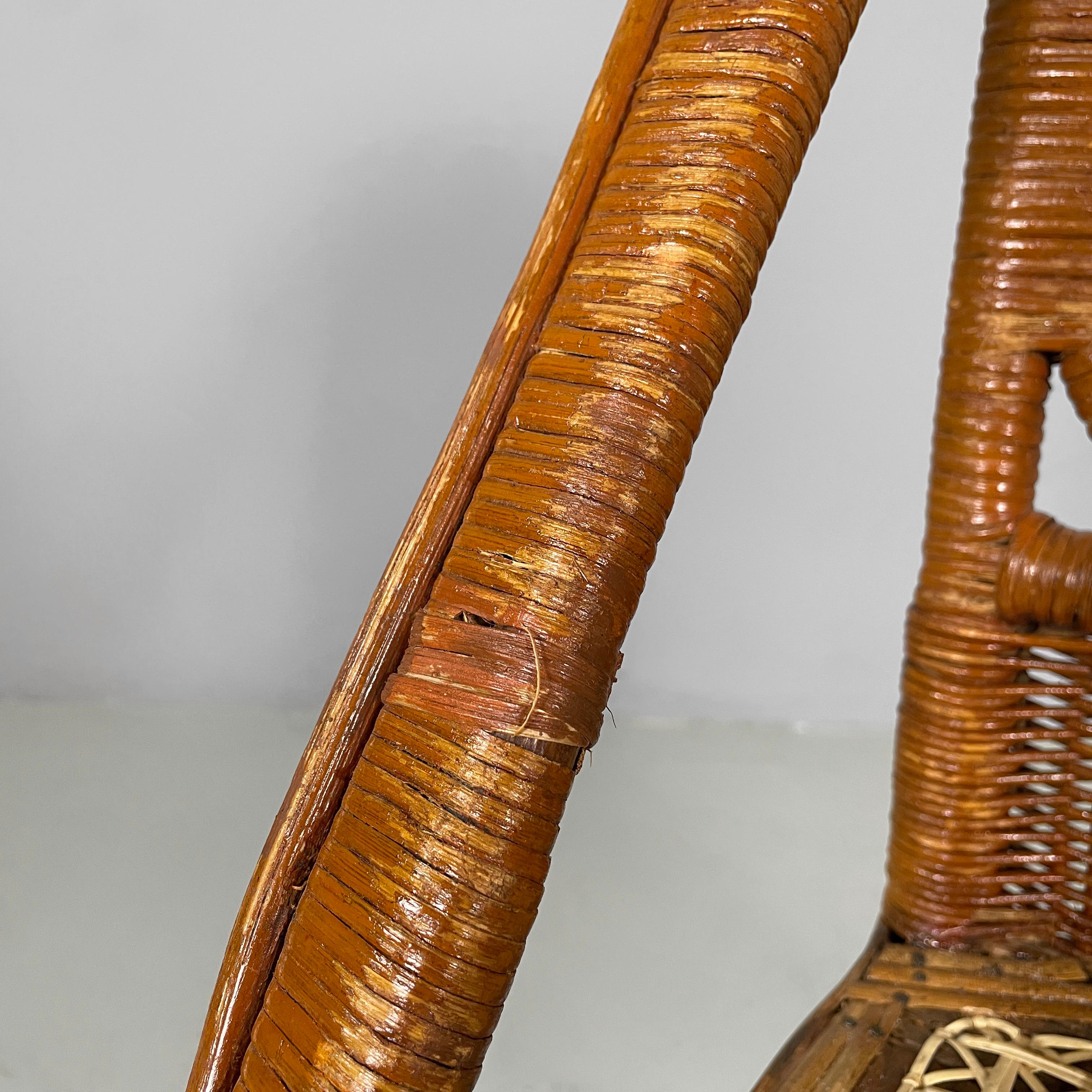 Sedie italiane di metà secolo in rattan e paglia, anni '60 in vendita 1