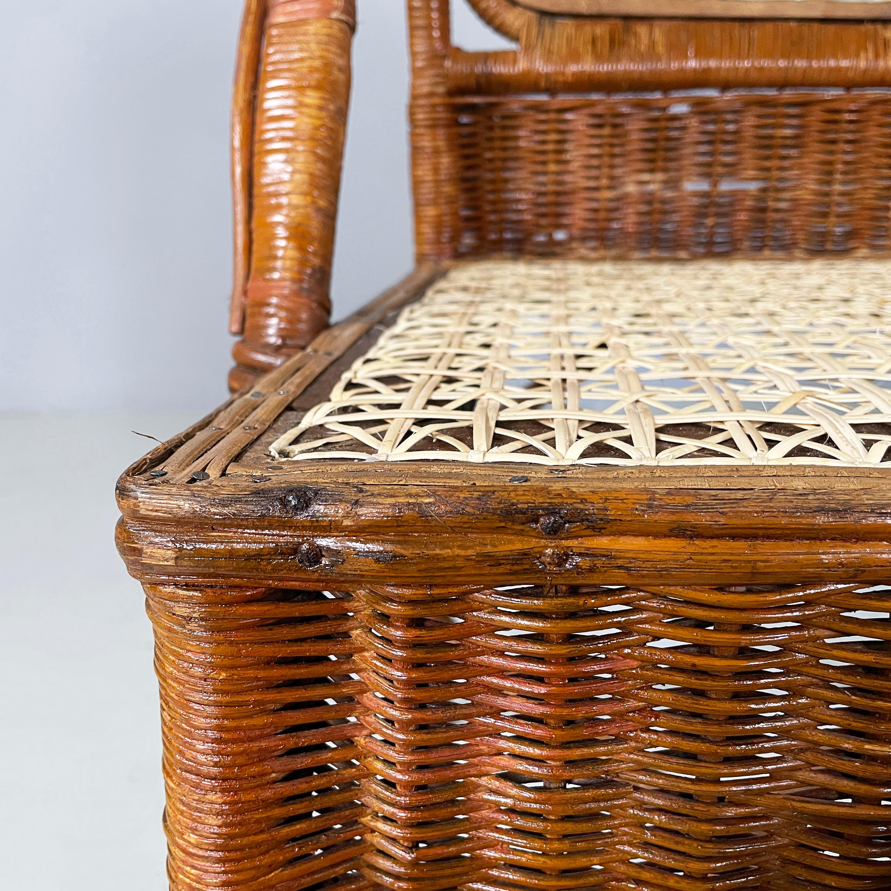 Sedie italiane di metà secolo in rattan e paglia, anni '60 in vendita 2