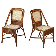 Italian mid-century modern chairs in rattan and straw, 1960s