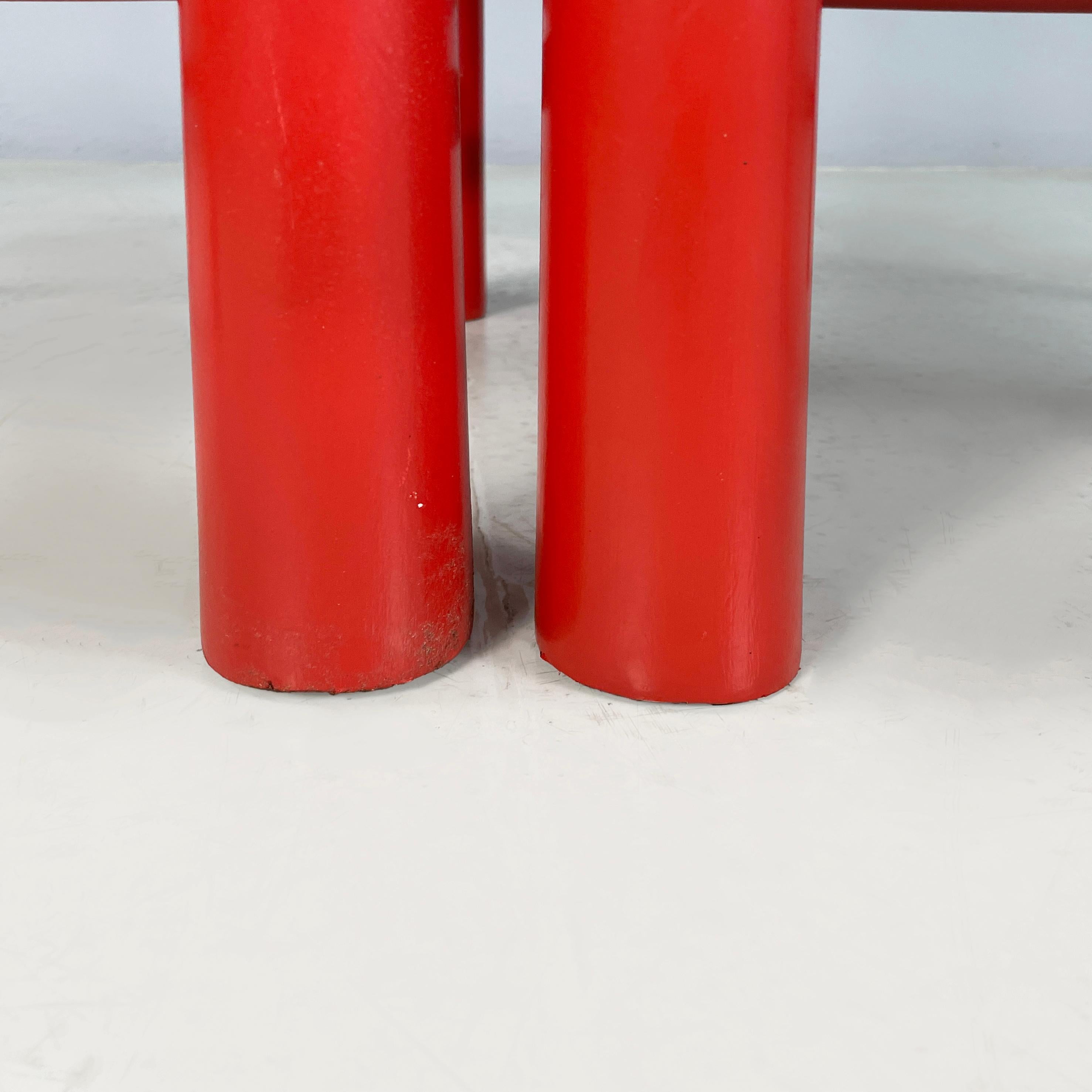 Italian mid-century modern chairs in red wood and straw, 1970s For Sale 12