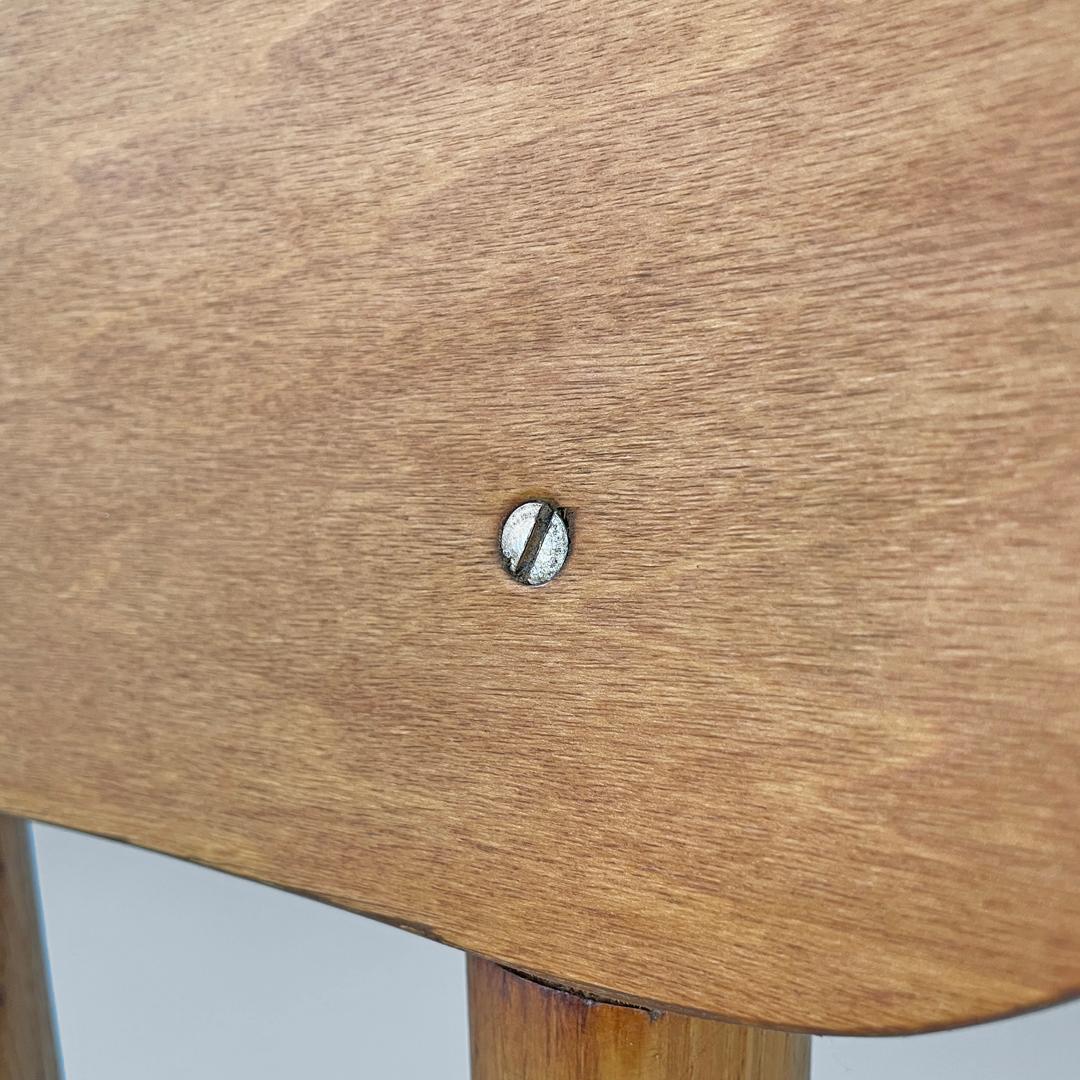 Sedie italiane di metà secolo moderno in legno e tessuto di lino bianco avorio, anni '60 in vendita 5