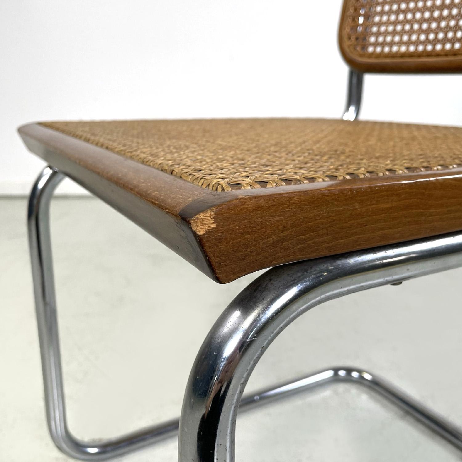 Italian mid-century modern chairs in wood straw and steel, 1960s 6