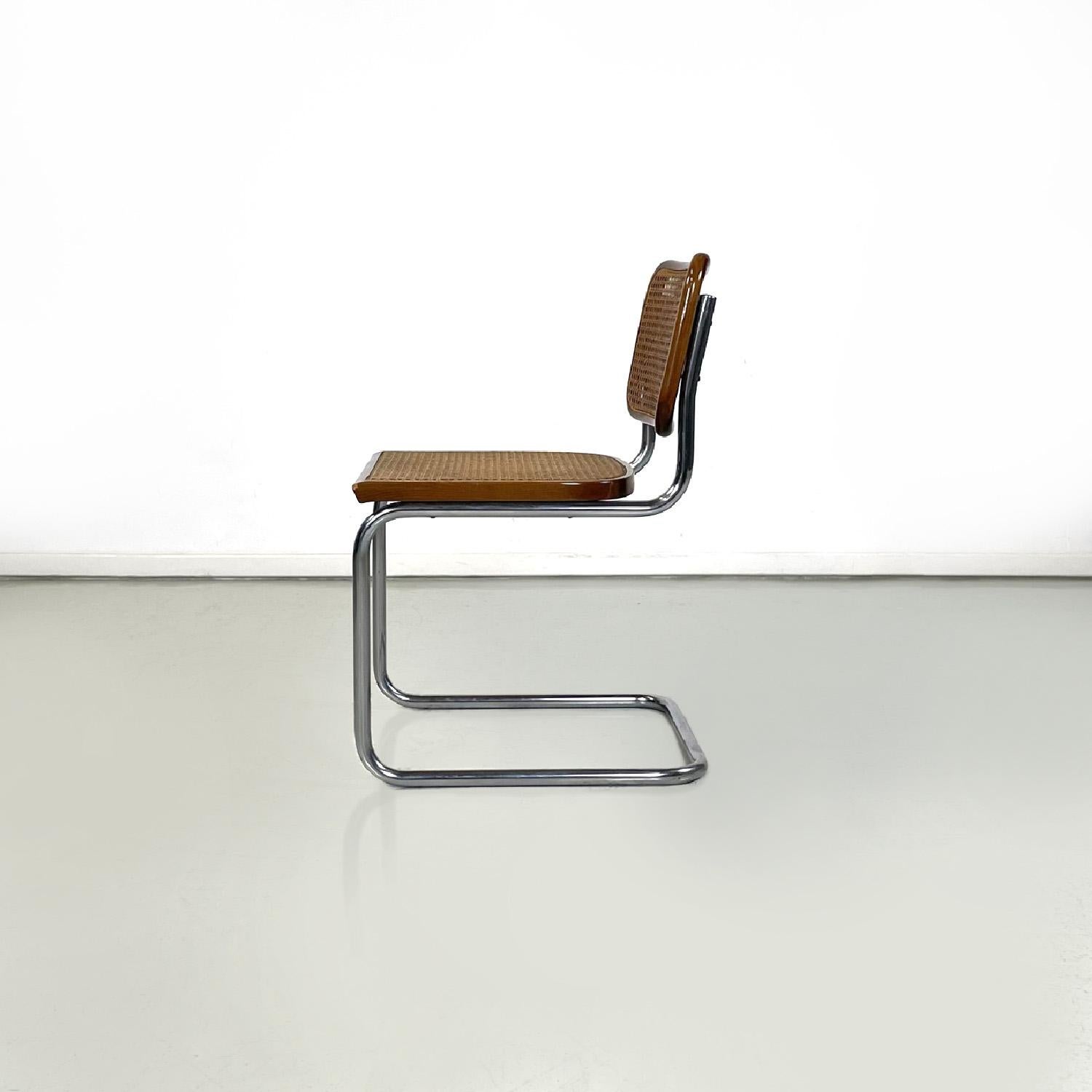 Mid-Century Modern Italian mid-century modern chairs in wood straw and steel, 1960s