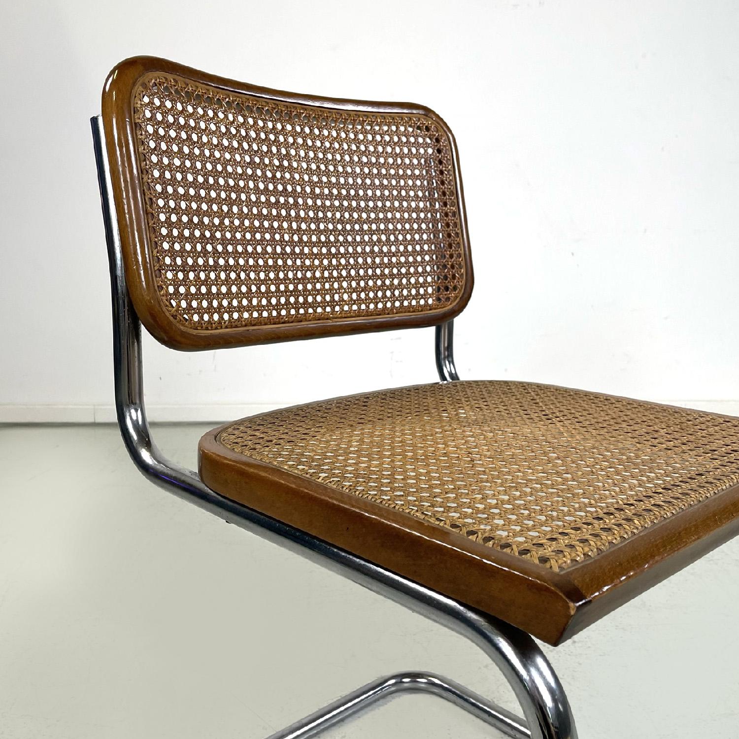 Italian mid-century modern chairs in wood straw and steel, 1960s 1