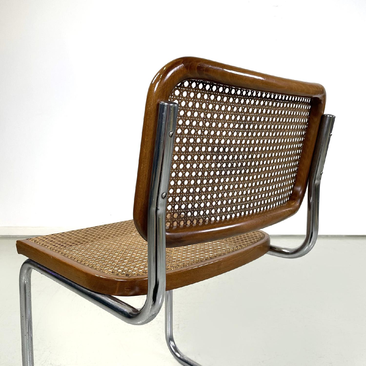 Italian mid-century modern chairs in wood straw and steel, 1960s 3