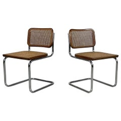 Italian mid-century modern chairs in wood straw and steel, 1960s