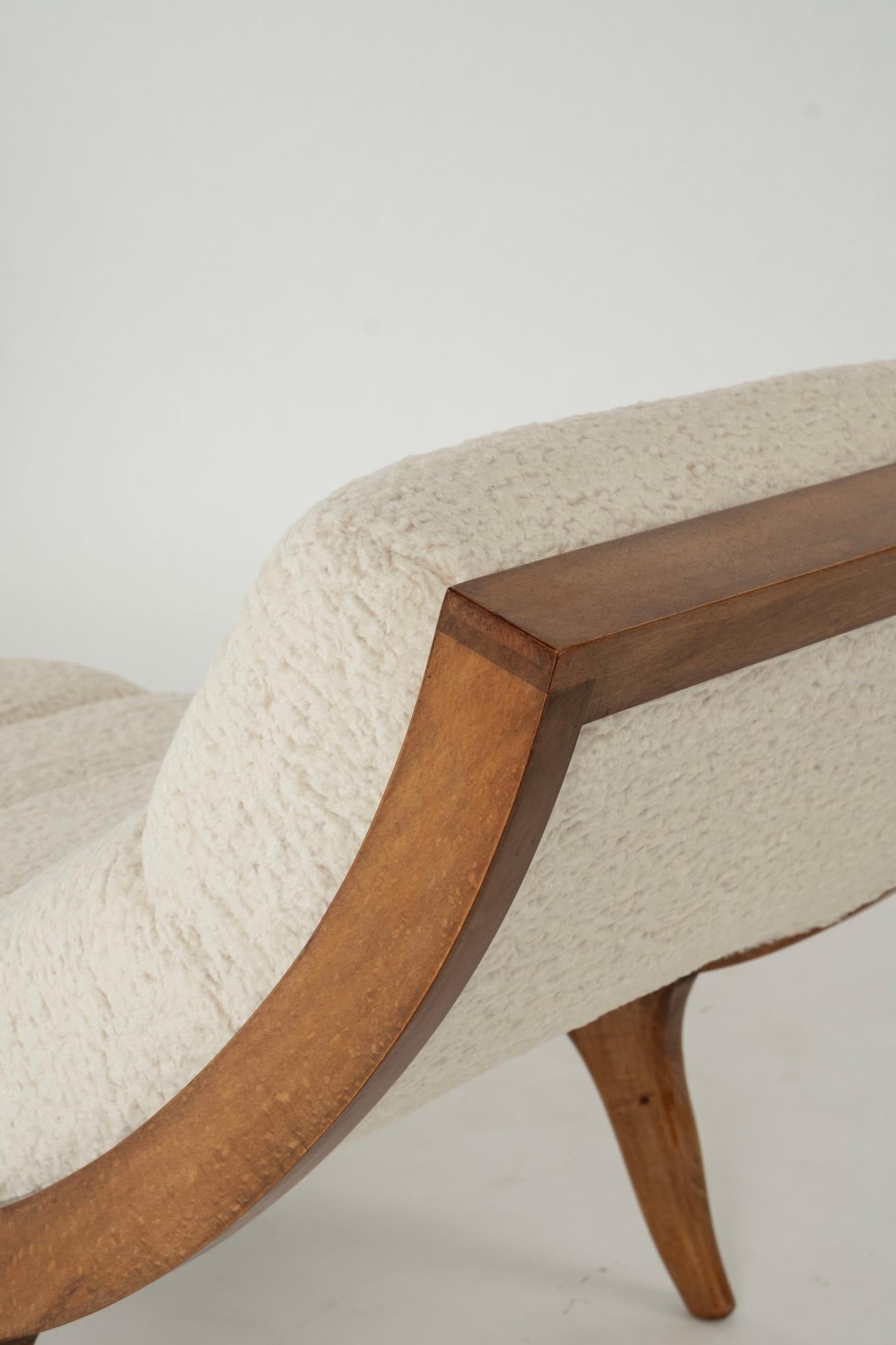 Bouclé Italian Mid Century Modern Chaise