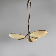 Italian mid-century modern chandelier in glass and brass, 1950s