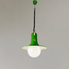 Italian mid-century modern Chandelier in green metal and plexiglass, 1970s