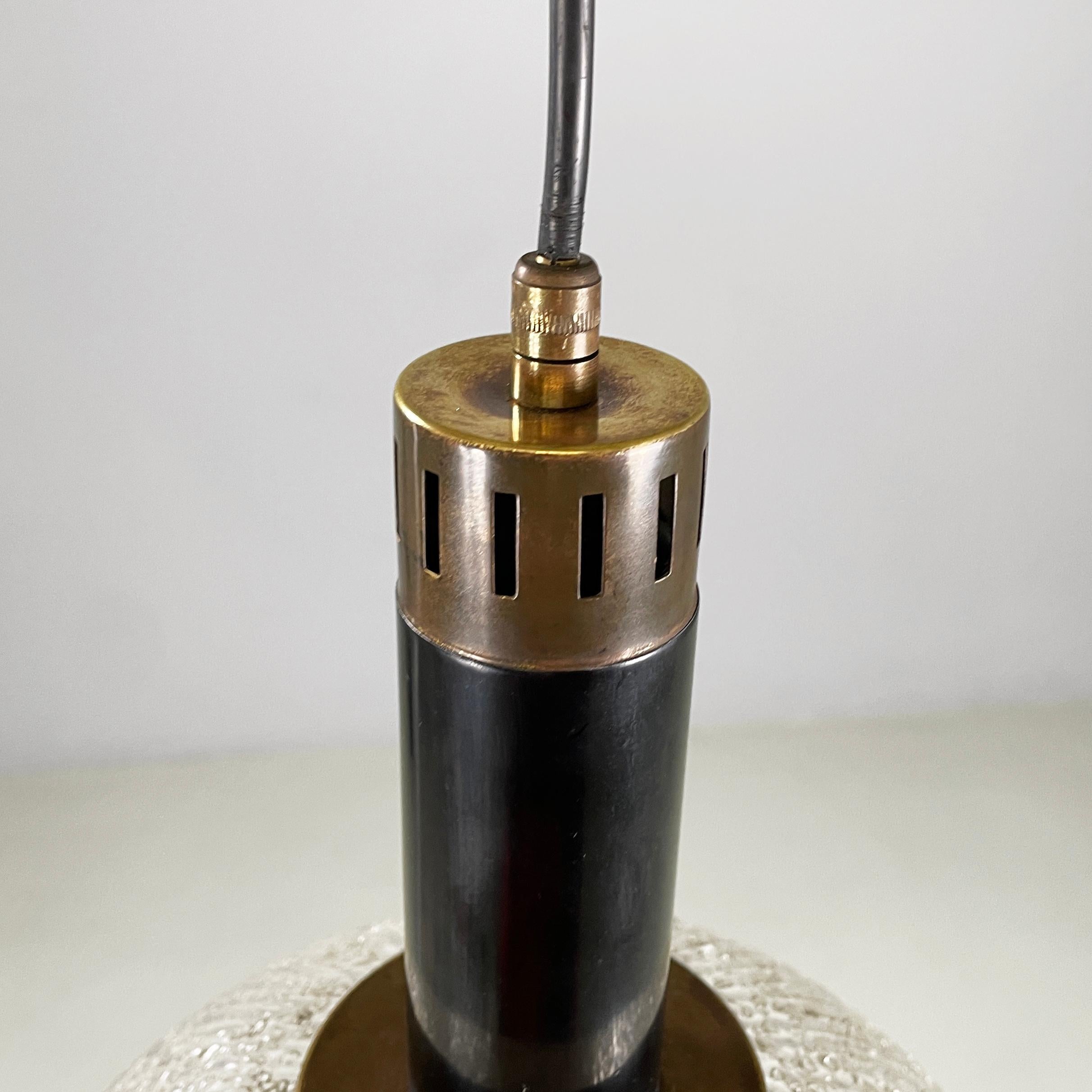 Lampadario italiano di metà secolo moderno in vetro stampato, ottone e metallo, anni '50 in vendita 7