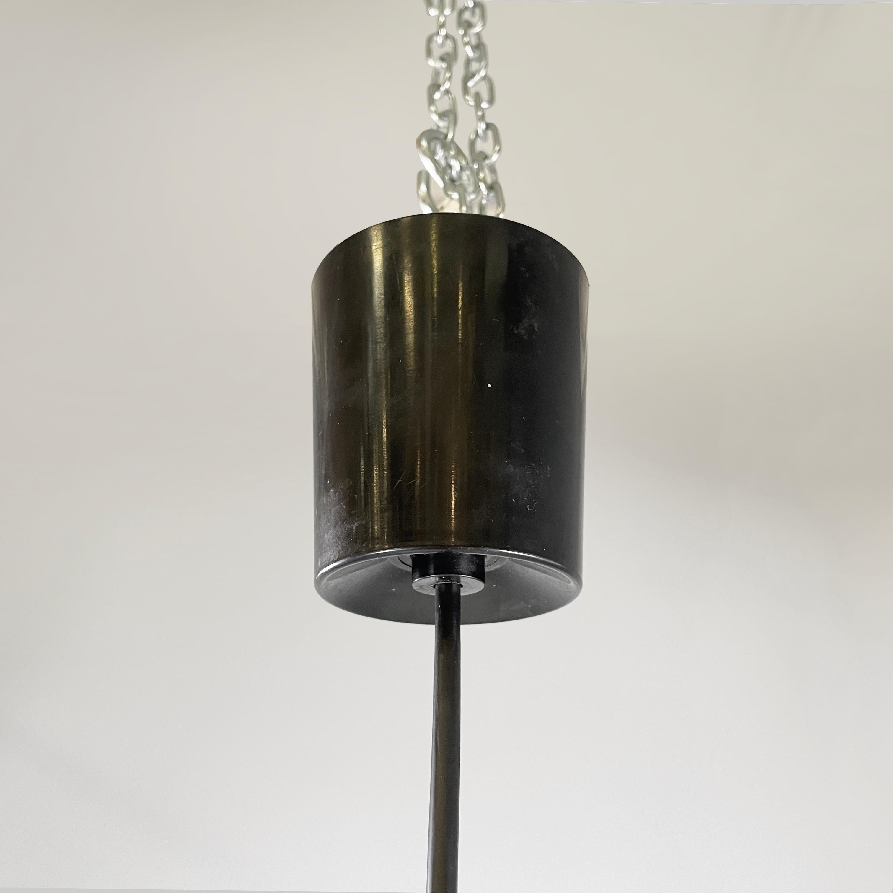 Lampadario italiano di metà secolo moderno in vetro stampato, ottone e metallo, anni '50 in vendita 8