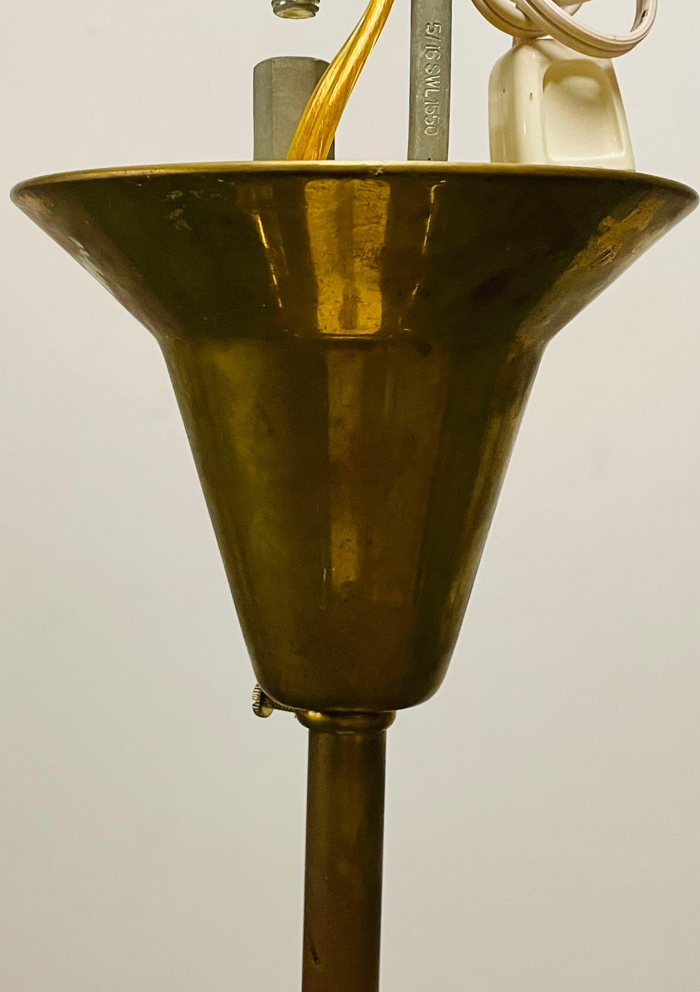 Italian Mid-Century Modern Chandelier, Oscar Torlasco, Organic Form Brass, 1960s For Sale 3