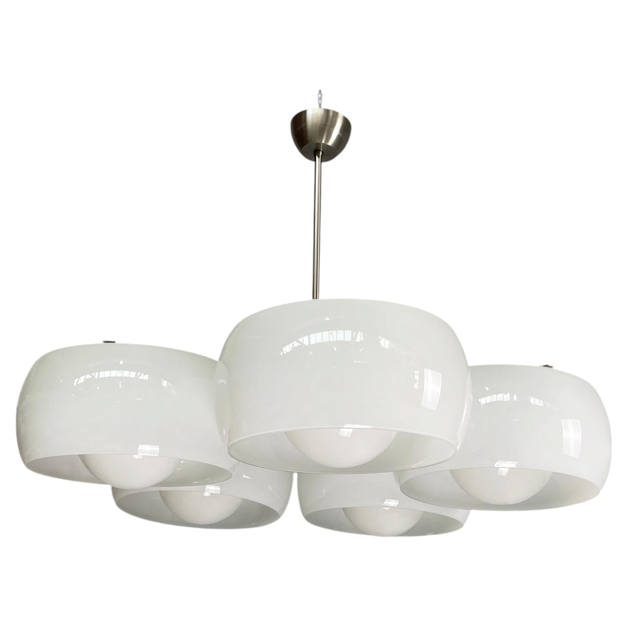 Italian mid-century modern chandelier Pentaclinio Magistretti Artemide, 1970s