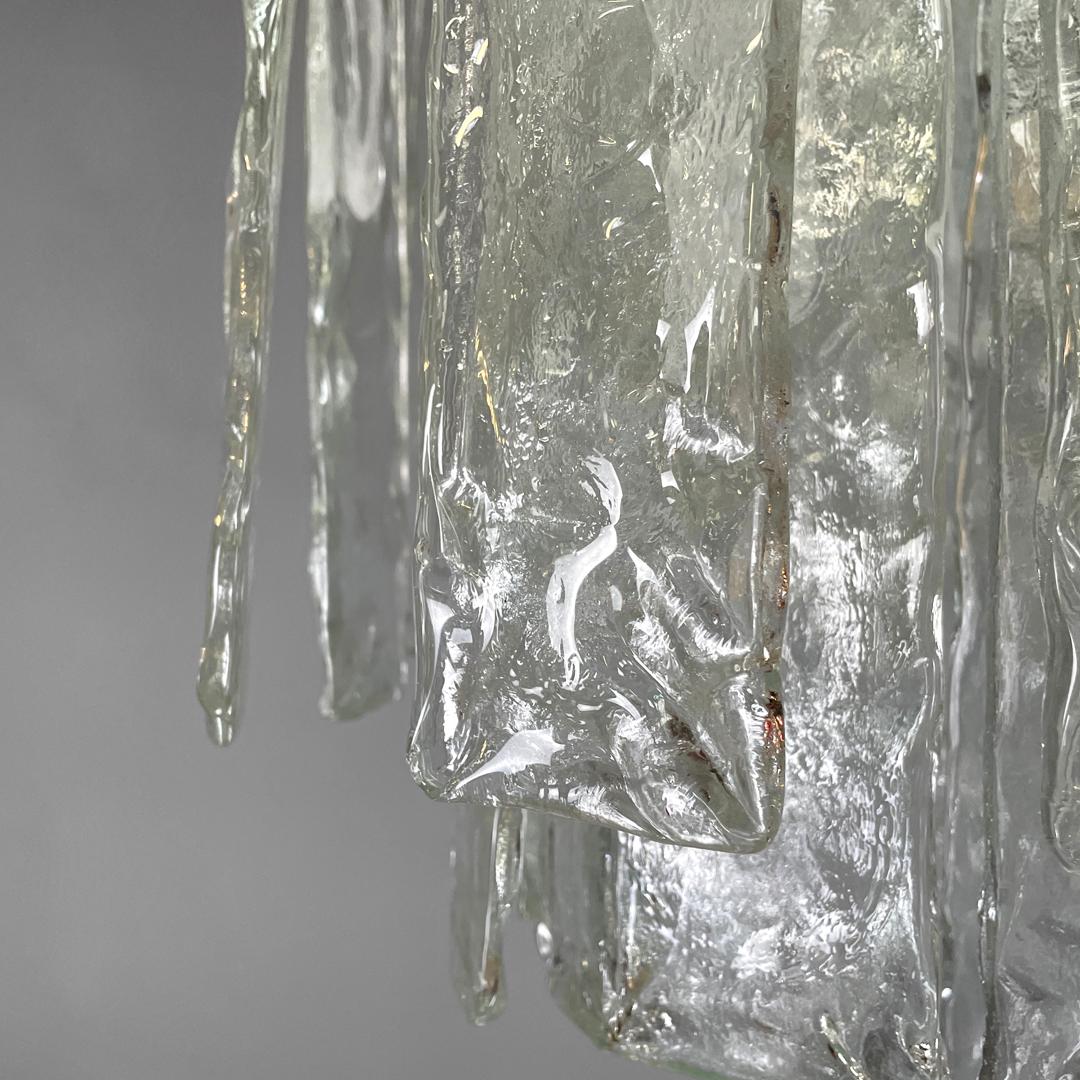 Italian mid-century modern chandelier transparent and white Murano glass, 1960s For Sale 5