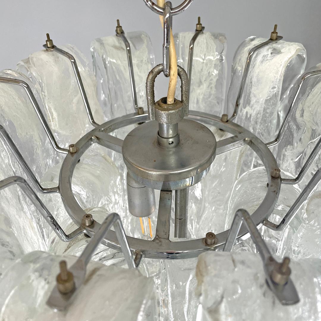Italian mid-century modern chandelier transparent and white Murano glass, 1960s For Sale 1