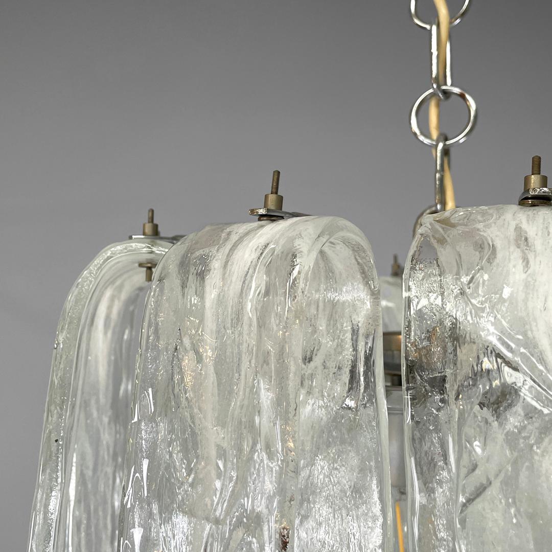 Italian mid-century modern chandelier transparent and white Murano glass, 1960s For Sale 2