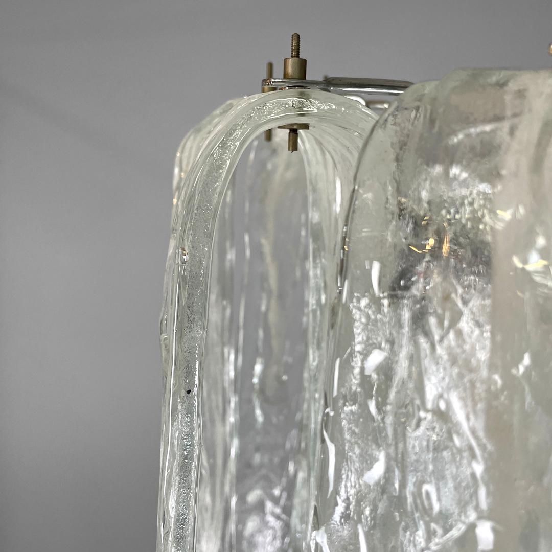 Italian mid-century modern chandelier transparent and white Murano glass, 1960s For Sale 3