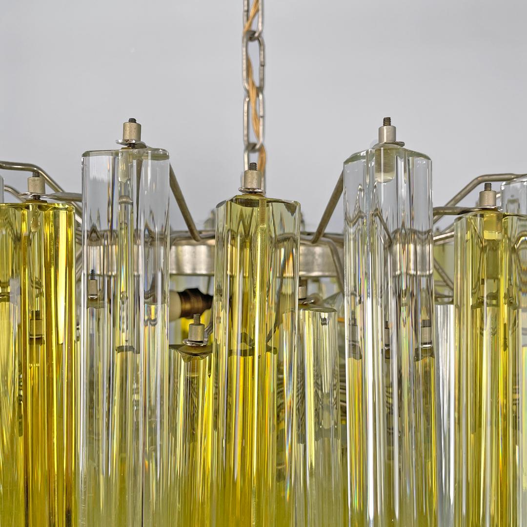 Italian mid-century modern chandelier Triedri in Murano glass by Venini, 1960s 4