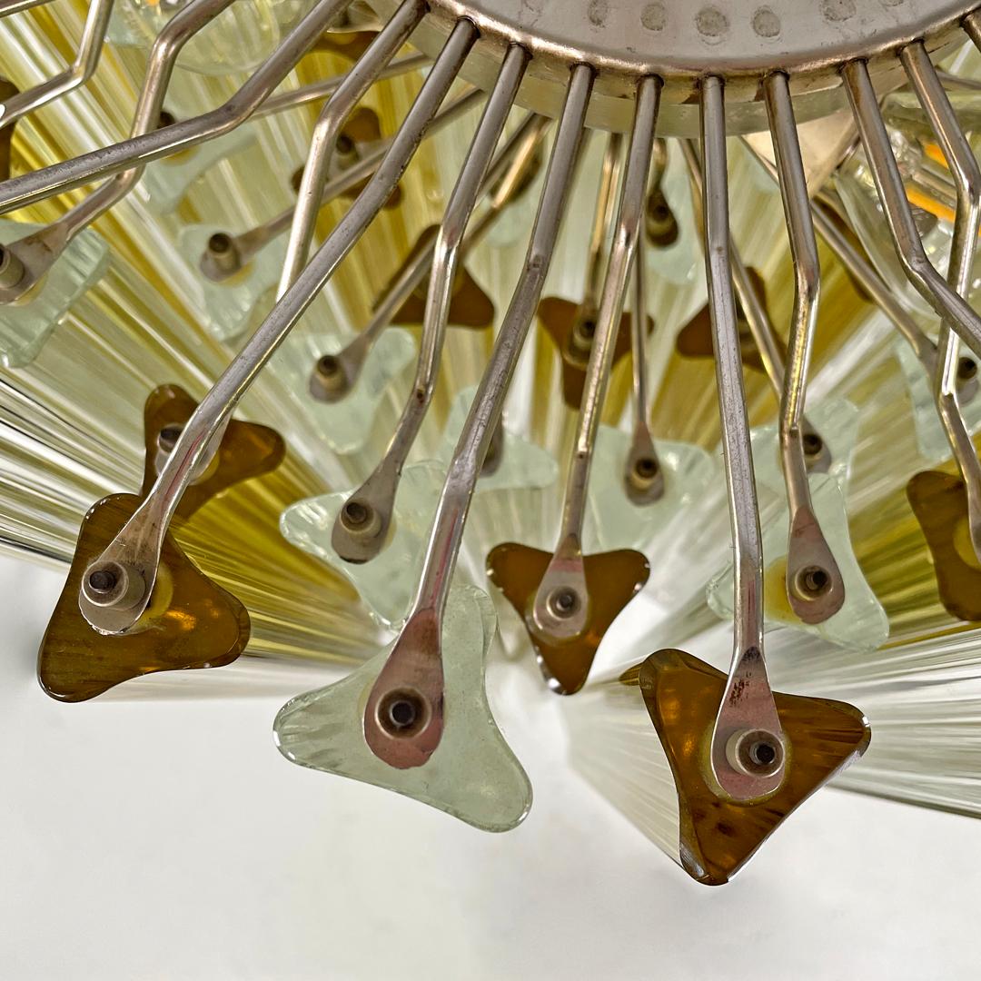 Italian mid-century modern chandelier Triedri in Murano glass by Venini, 1960s 6