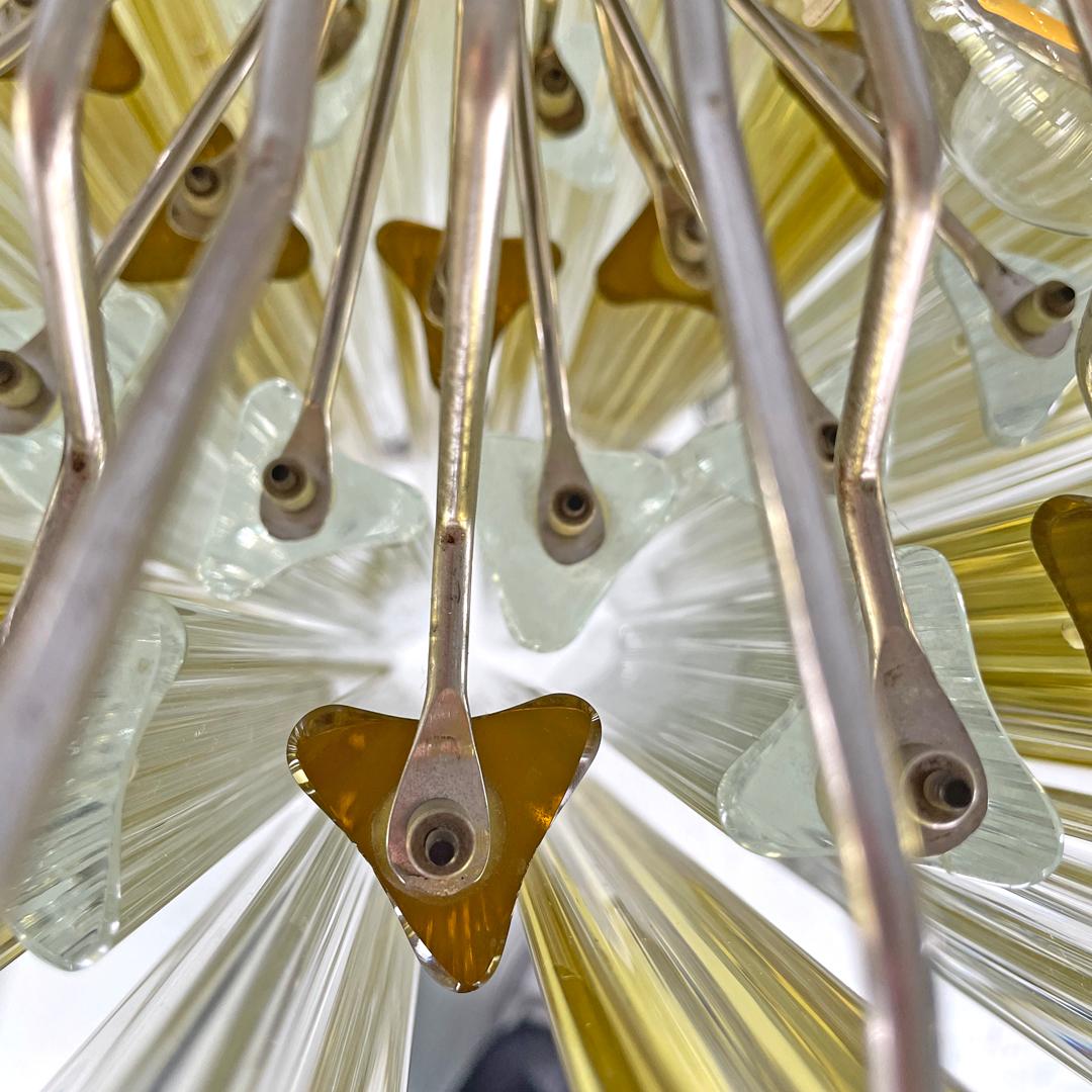 Italian mid-century modern chandelier Triedri in Murano glass by Venini, 1960s 7