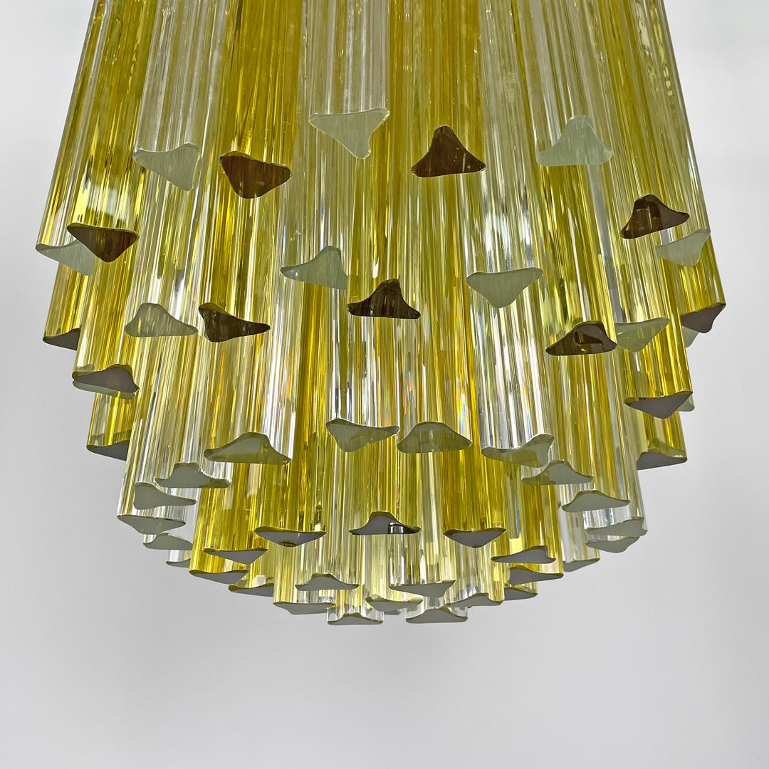 Italian mid-century modern chandelier Triedri in Murano glass by Venini, 1960s 8