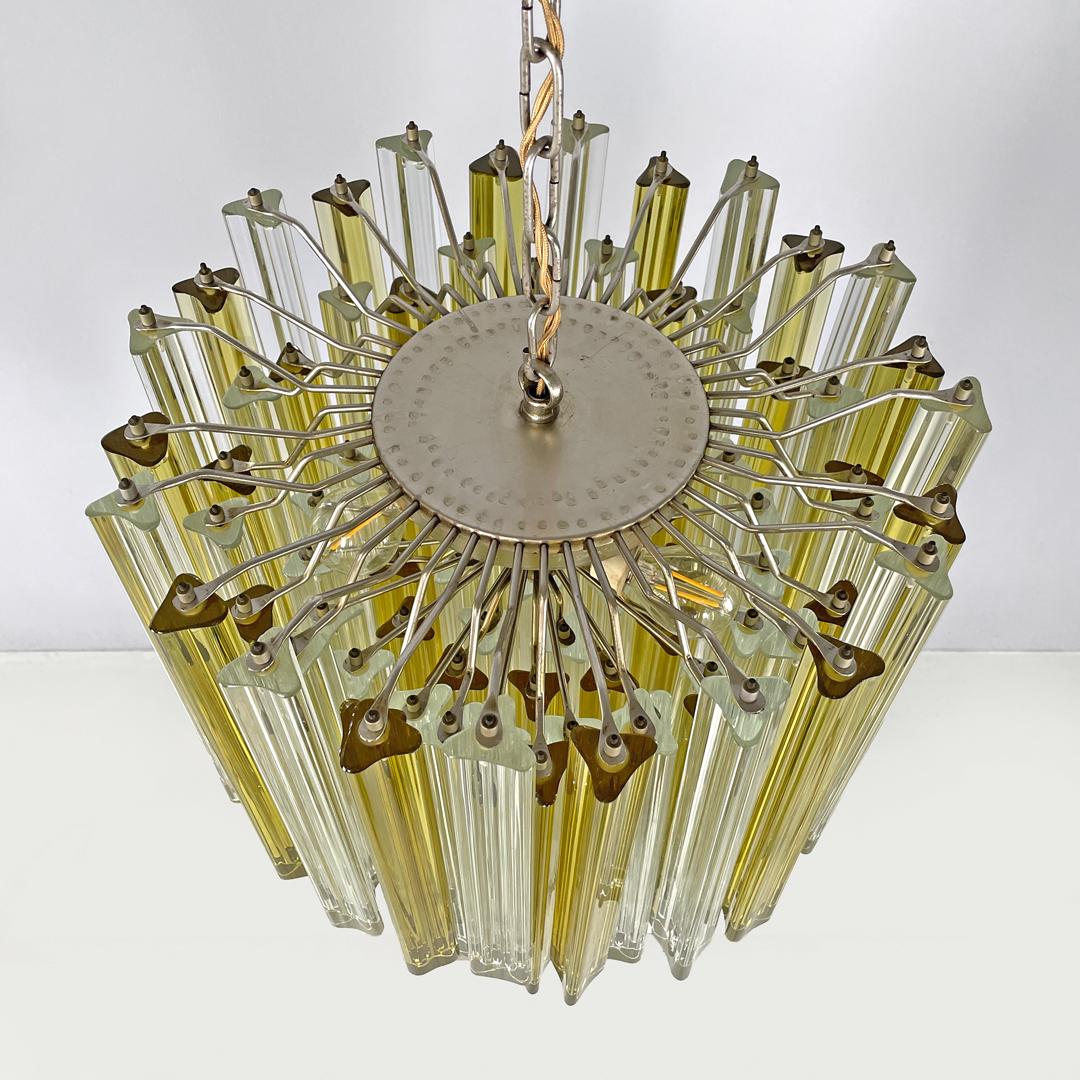Mid-20th Century Italian mid-century modern chandelier Triedri in Murano glass by Venini, 1960s