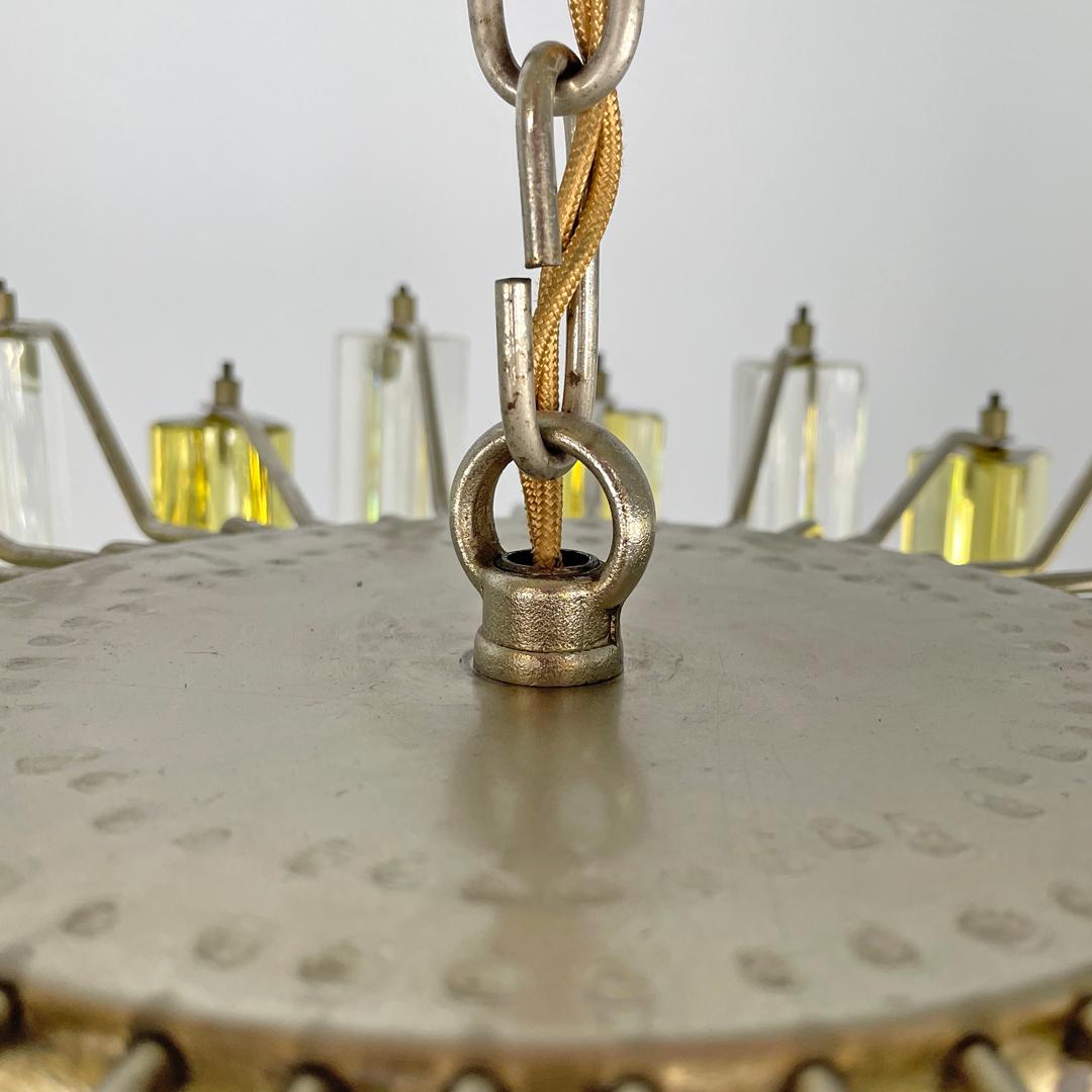 Italian mid-century modern chandelier Triedri in Murano glass by Venini, 1960s 3