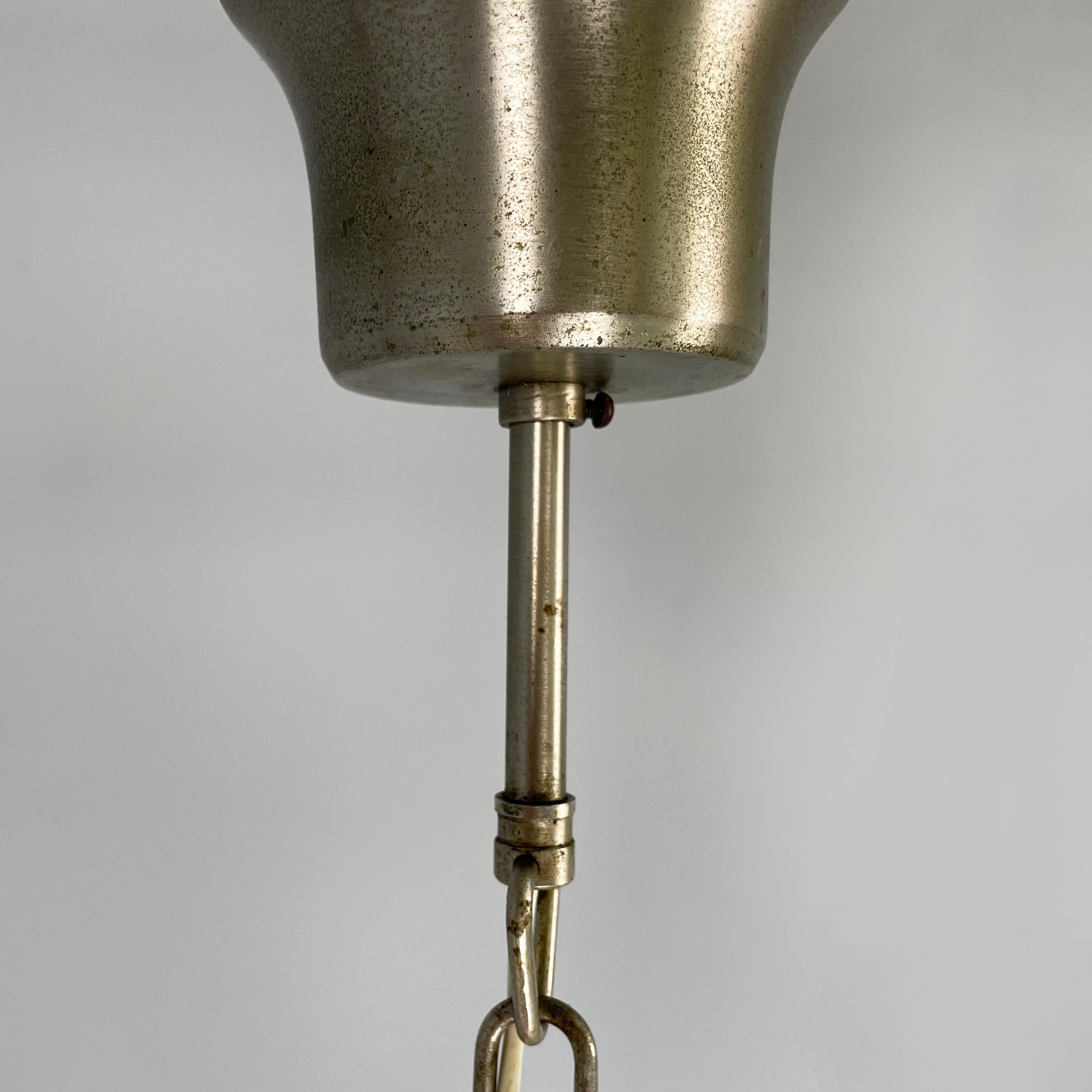 Italian mid-century modern Chandeliers in opaline glass and metal, 1960s For Sale 8