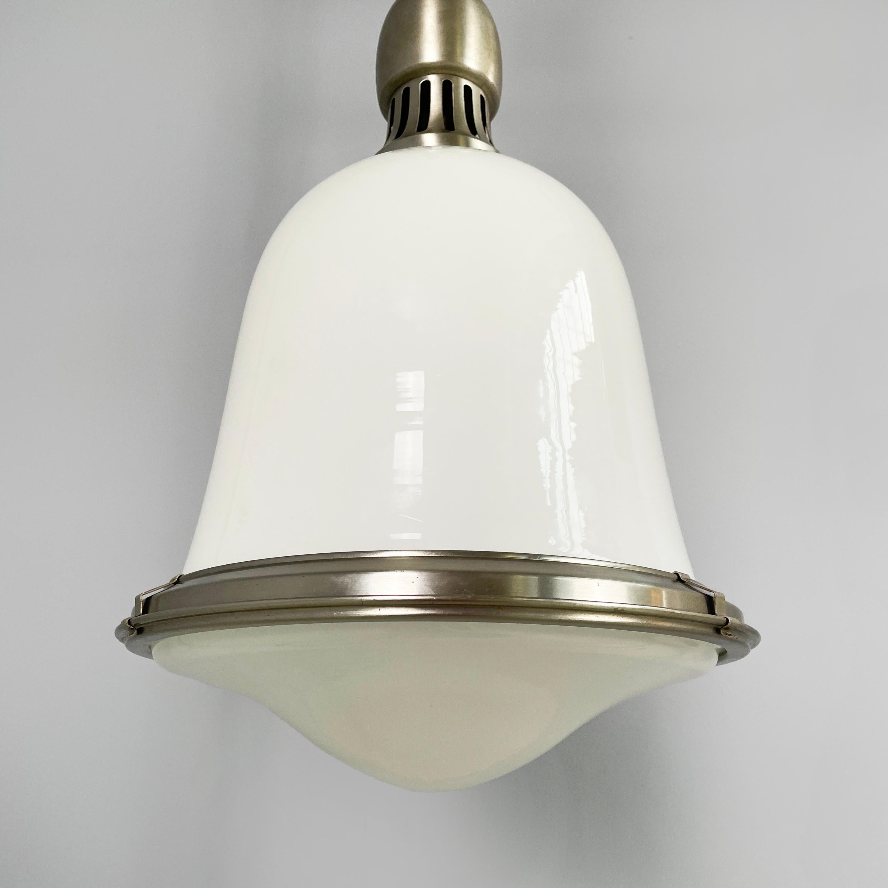 Mid-20th Century Italian mid-century modern Chandeliers in opaline glass and metal, 1960s For Sale