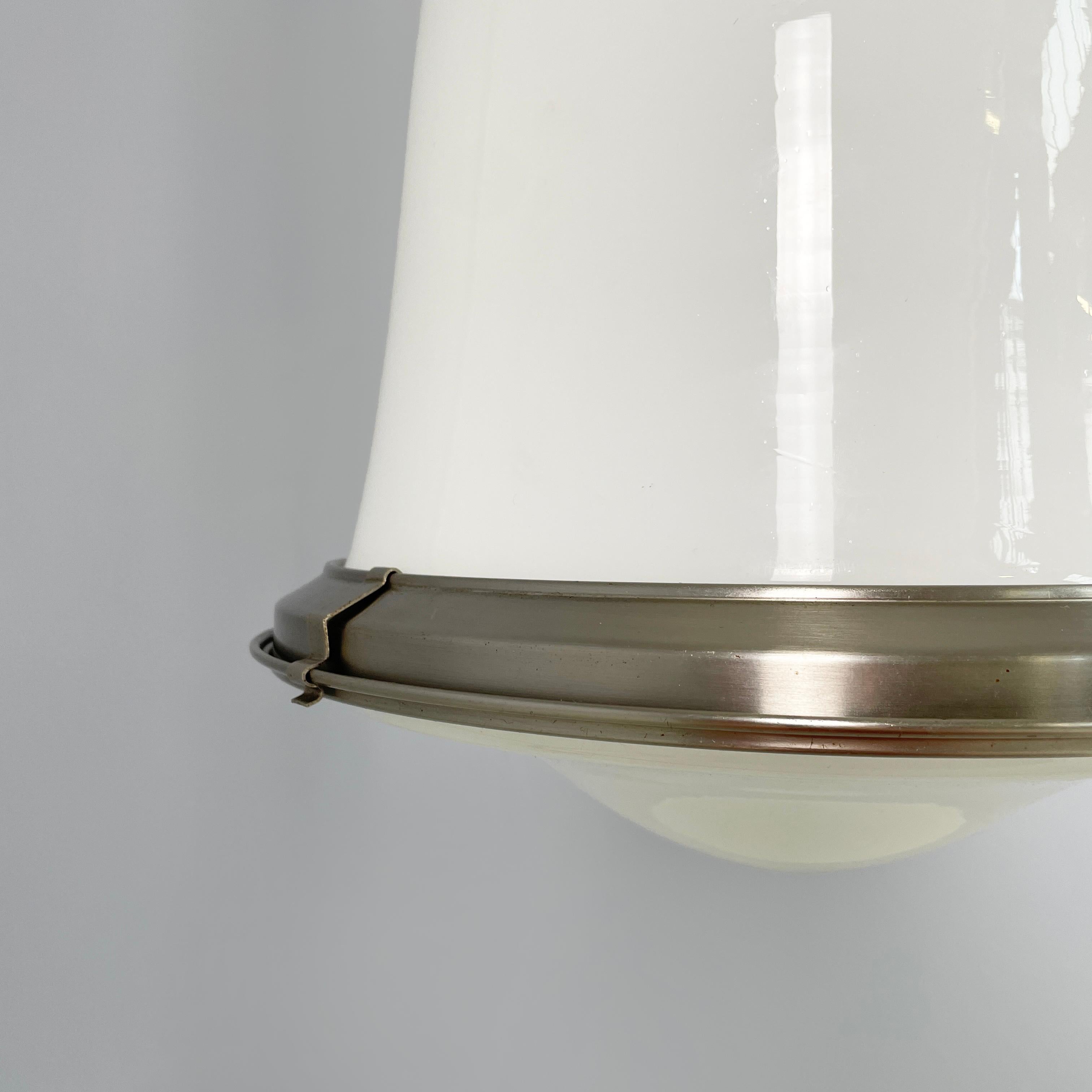 Italian mid-century modern Chandeliers in opaline glass and metal, 1960s For Sale 2